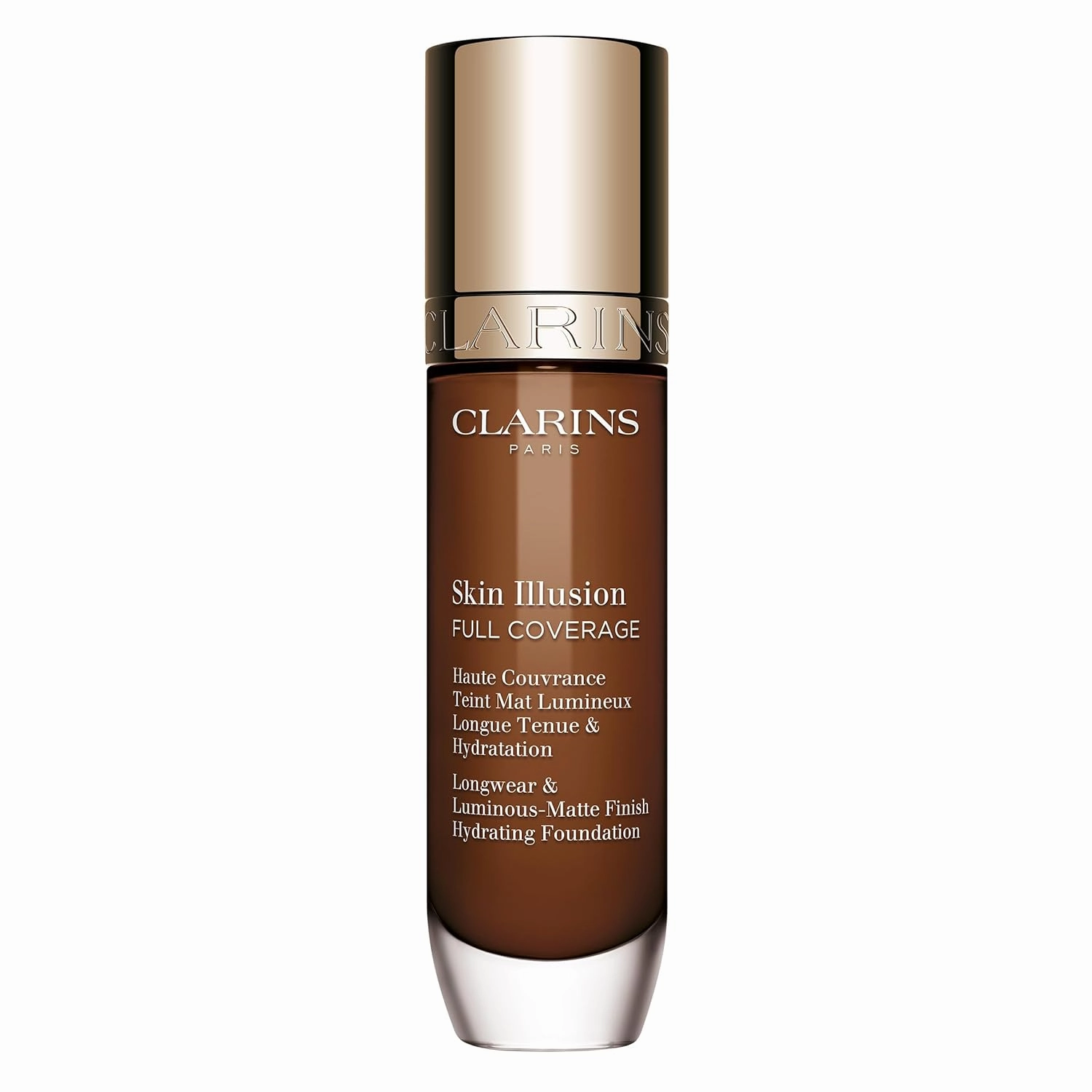 Clarins NEW Skin Illusion Longwear Full Coverage Foundation | Luminous Matte Finish | 24H* Hold and 24H** Hydration | Natural Looking Complexion | Transfer Proof, Sweat Proof and Smudge Proof