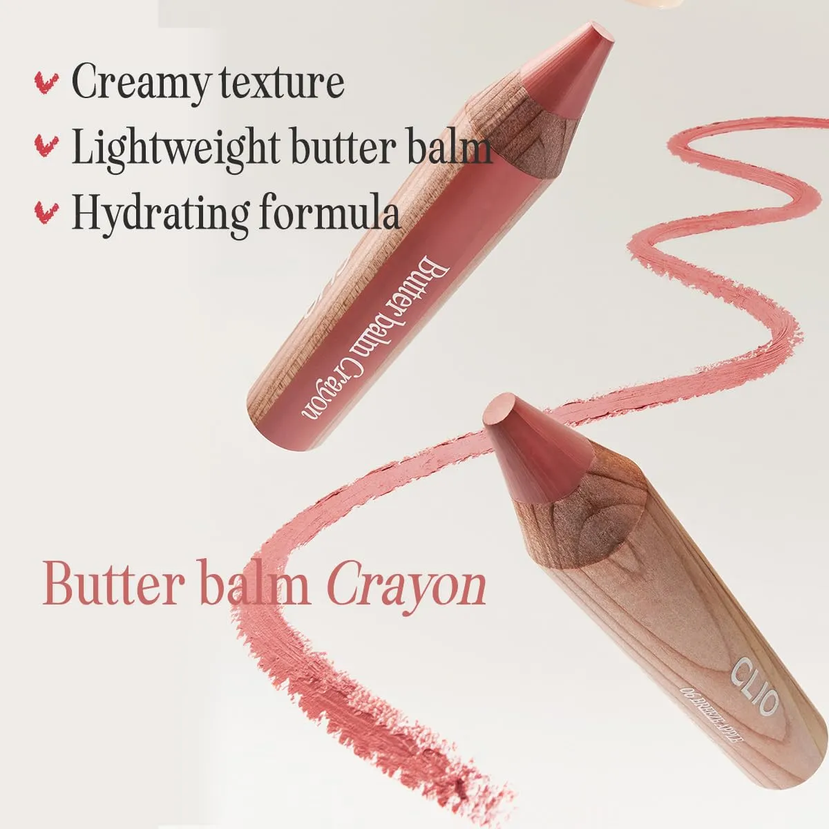 CLIO Butter Balm Crayon, 2-in-1 Lip and Cheek Tint, Buildable Lightweight Cream Blush, Crayon Lipstick Makeup (009 GENTLE CREAM PEACH, One Size)
