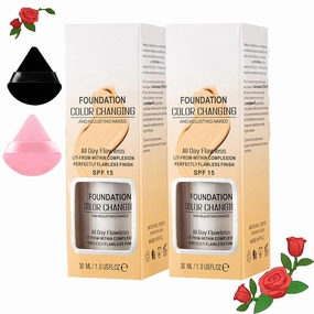 Color Changing Foundation, 2025 New Comparison Color Changing Mature Skin Foundation for Older Women,Hydrating and Moisturizing (2 PCS)