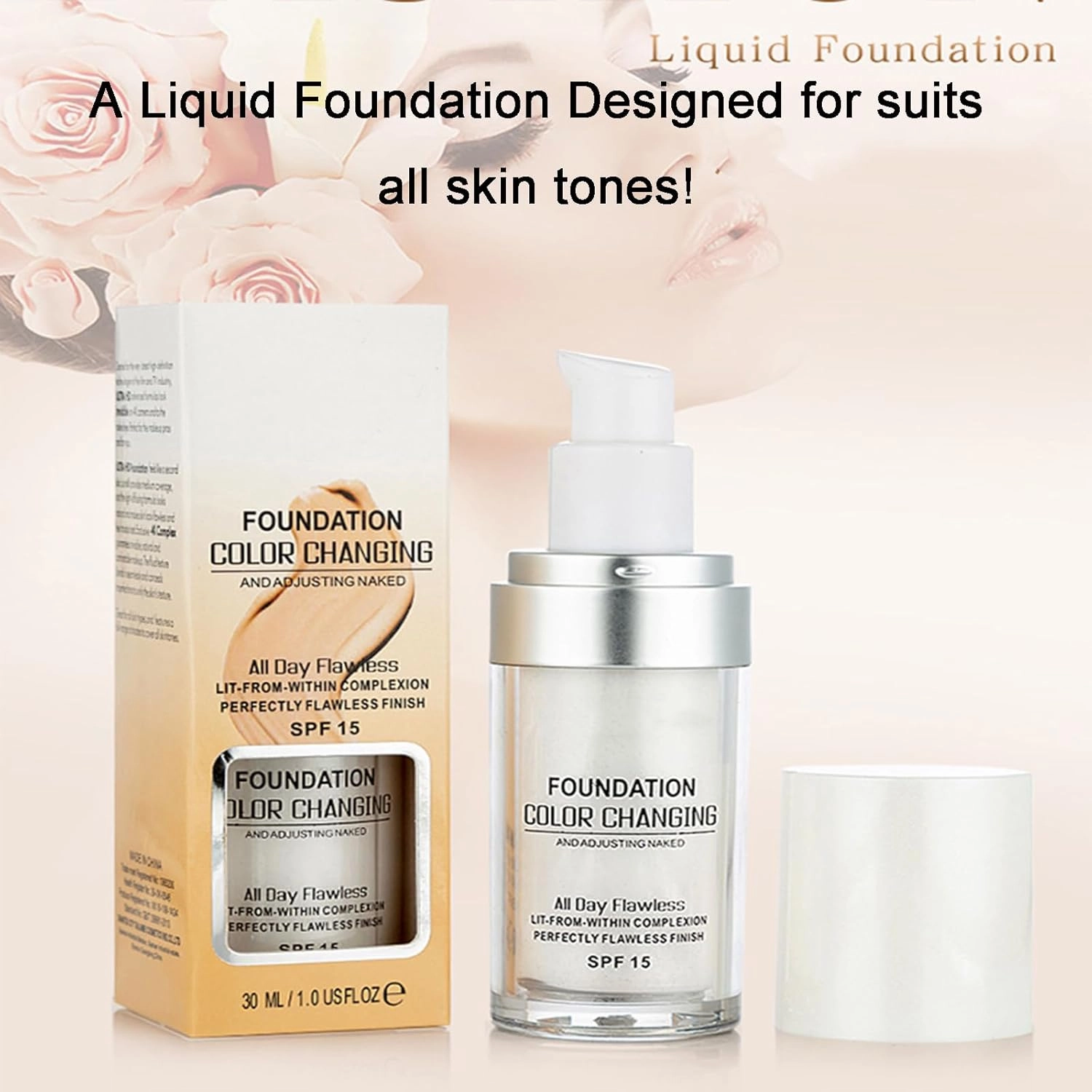 Color Changing Foundation, 2025 New Comparison Color Changing Mature Skin Foundation for Older Women,Hydrating and Moisturizing (2 PCS)