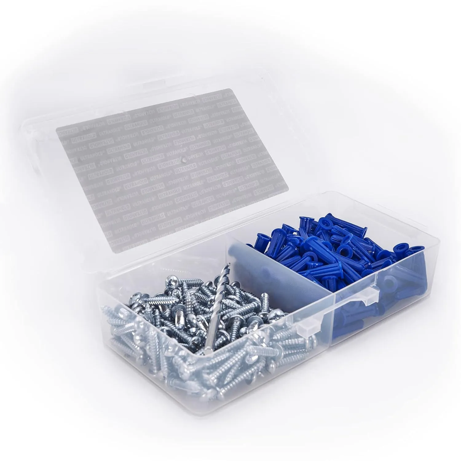 CONFAST® #10-12 Plastic Conical Blue Bantam Drywall Wall Anchor Kit PAK1012, Includes (100) Anchors, (100) Screws and (1) Drill bit (201 Pieces)