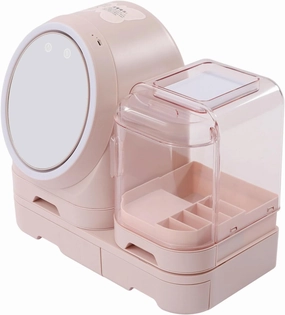 Cosmetic Storage Display Cases with Mirror Vanity Dresser Suitable for Bathroom