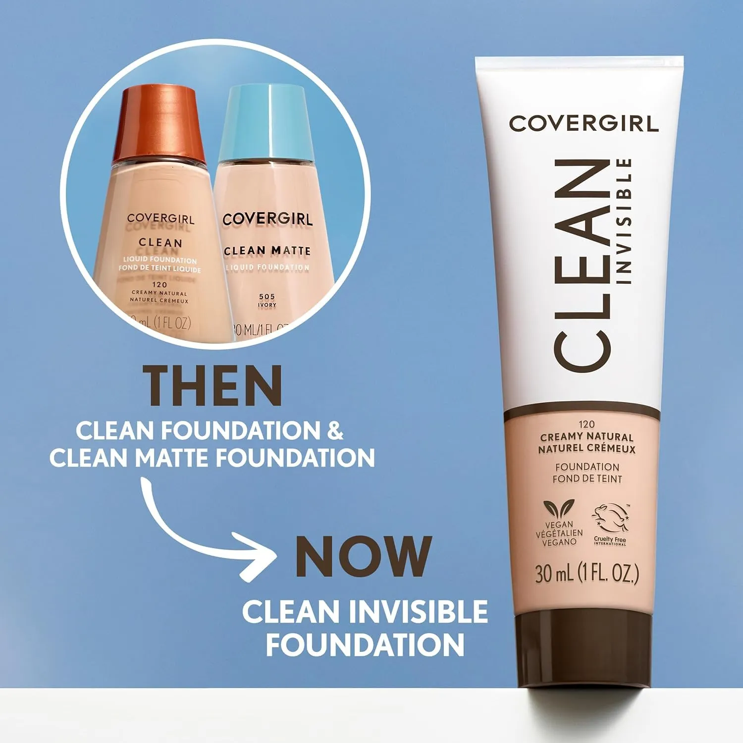 COVERGIRL Clean Makeup Foundation Creamy Natural 120, 1 oz (packaging may vary)