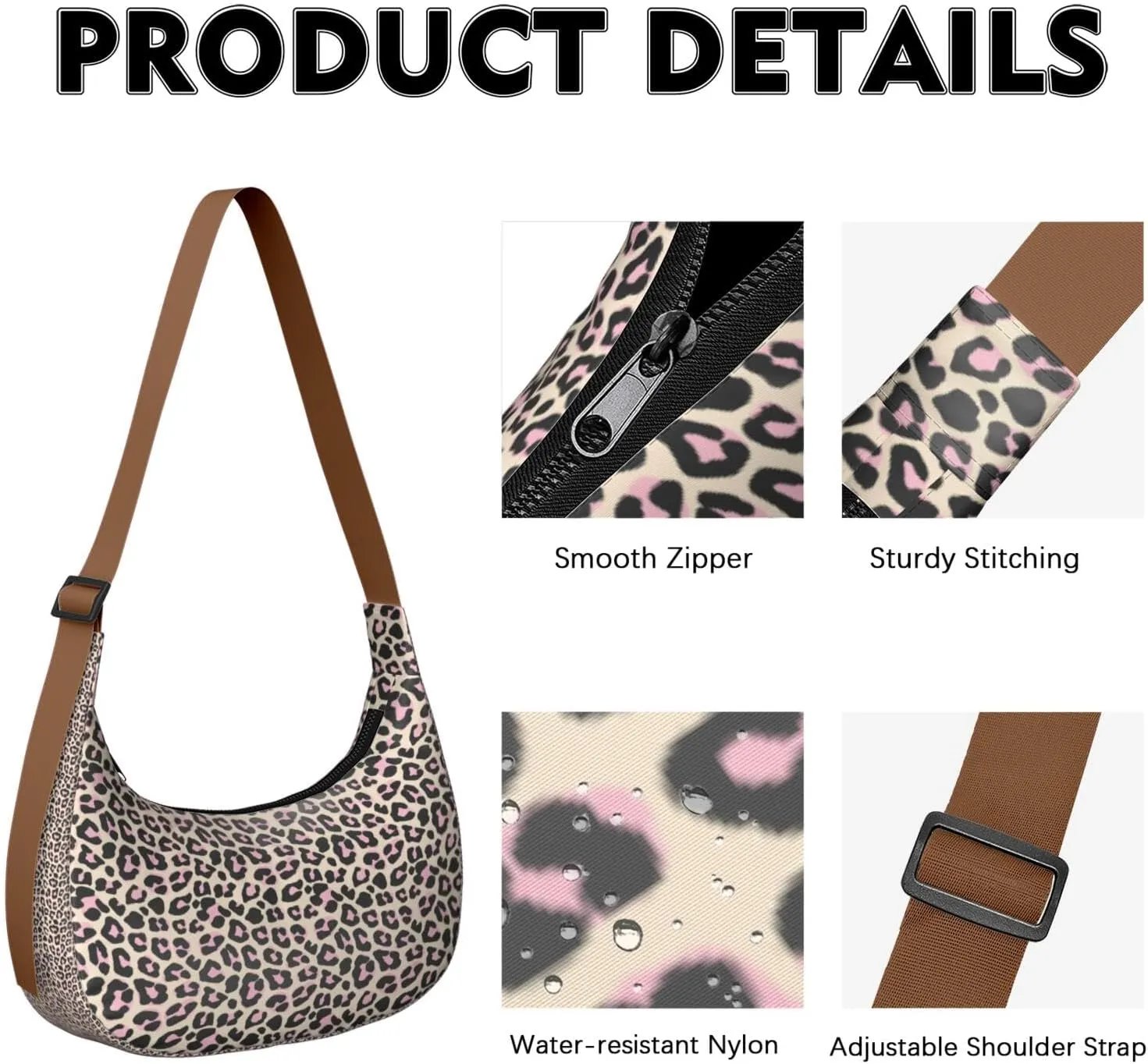 Crossbody Bag for Women Clutch HandBag with Zipper Closure for Women Underarm Purse with Adjustable Strap Zipper