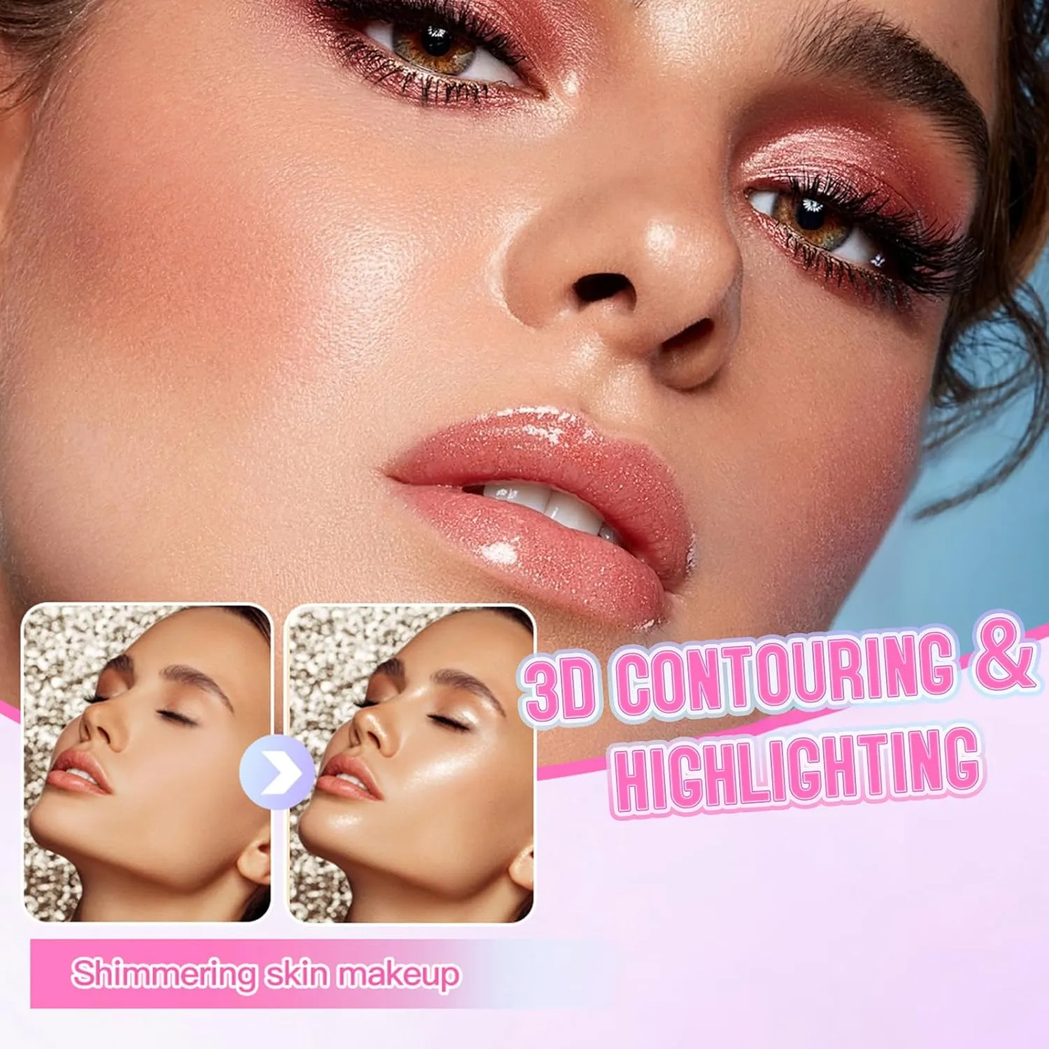 Crystal Jelly Glaze Eyeshadow Stick: Long Lasting Glitter Eye Shadow - Lightweight Highlighter Stick - Shimmering Skin Makeup for Eye, Body, Lip and Leg (6 Set Multicolor)