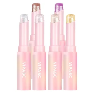 Crystal Jelly Glaze Eyeshadow Stick: Long Lasting Glitter Eye Shadow - Lightweight Highlighter Stick - Shimmering Skin Makeup for Eye, Body, Lip and Leg (6 Set Multicolor)