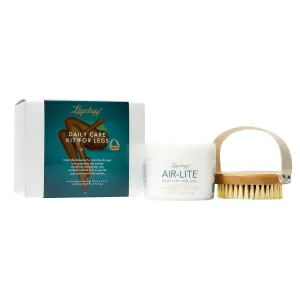 Daily Premium Skin Care Kit for Legs - Air-Lite Leg Contouring, Firming Cream & Lymph-Lite Natural Exfoliating Dry Body Brush for Lymphatic Drainage & Cellulite