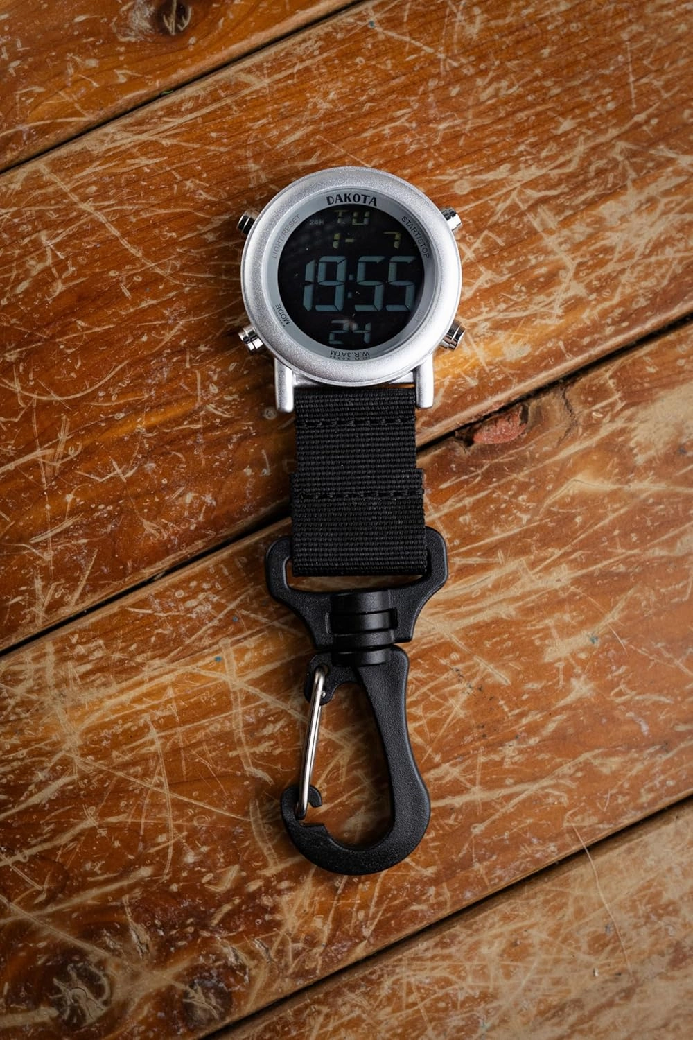 Dakota Digital Clip, Clip Watch, Alarm, Fob Watch, Timer and Dual Time, Outdoor Gifts for Men and Women, Use for Fishing Hunting, and More