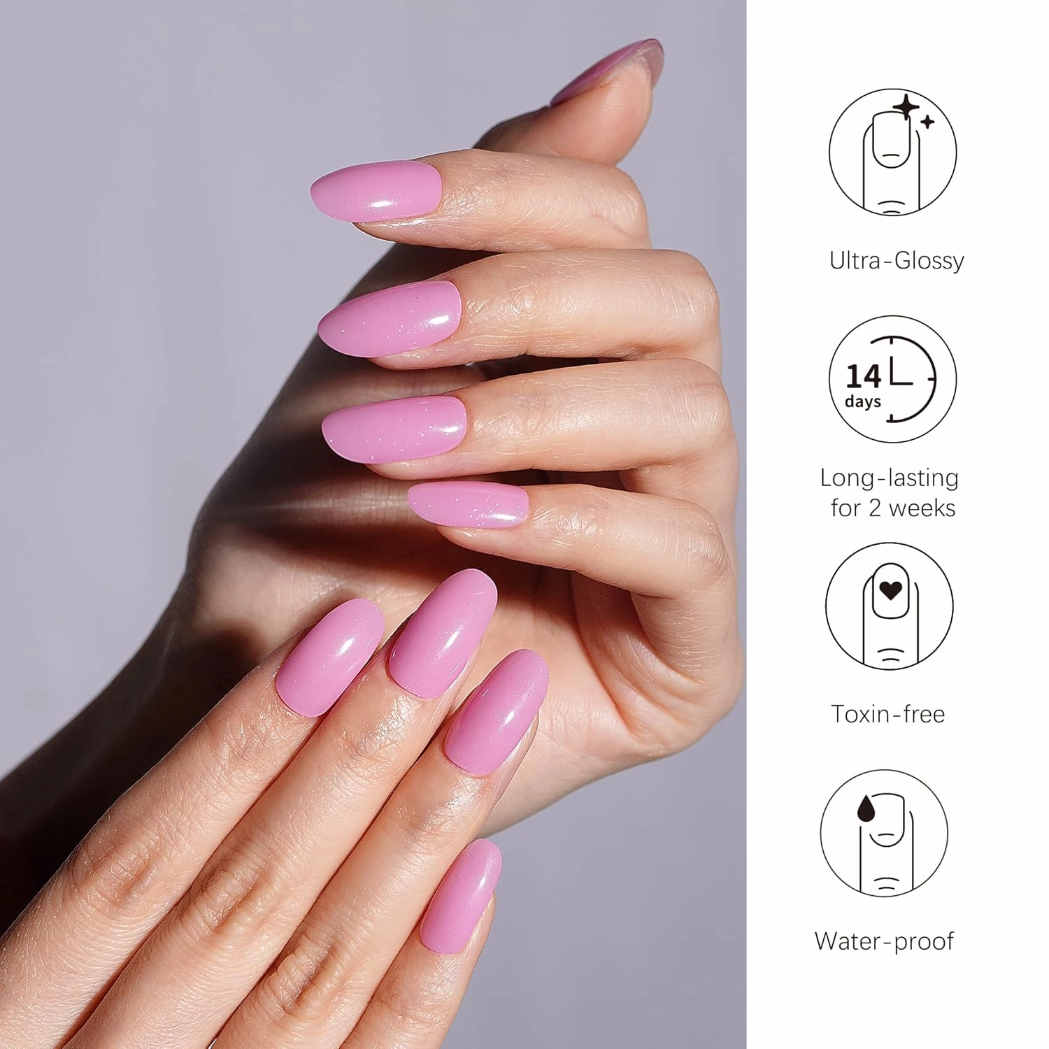 DANNI & TONI Semi Cured Gel Nail Strips Pink (Blush Ethereal) Glossy Gel Nail Wraps 28 Stickers