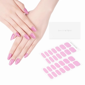 DANNI & TONI Semi Cured Gel Nail Strips Pink (Blush Ethereal) Glossy Gel Nail Wraps 28 Stickers