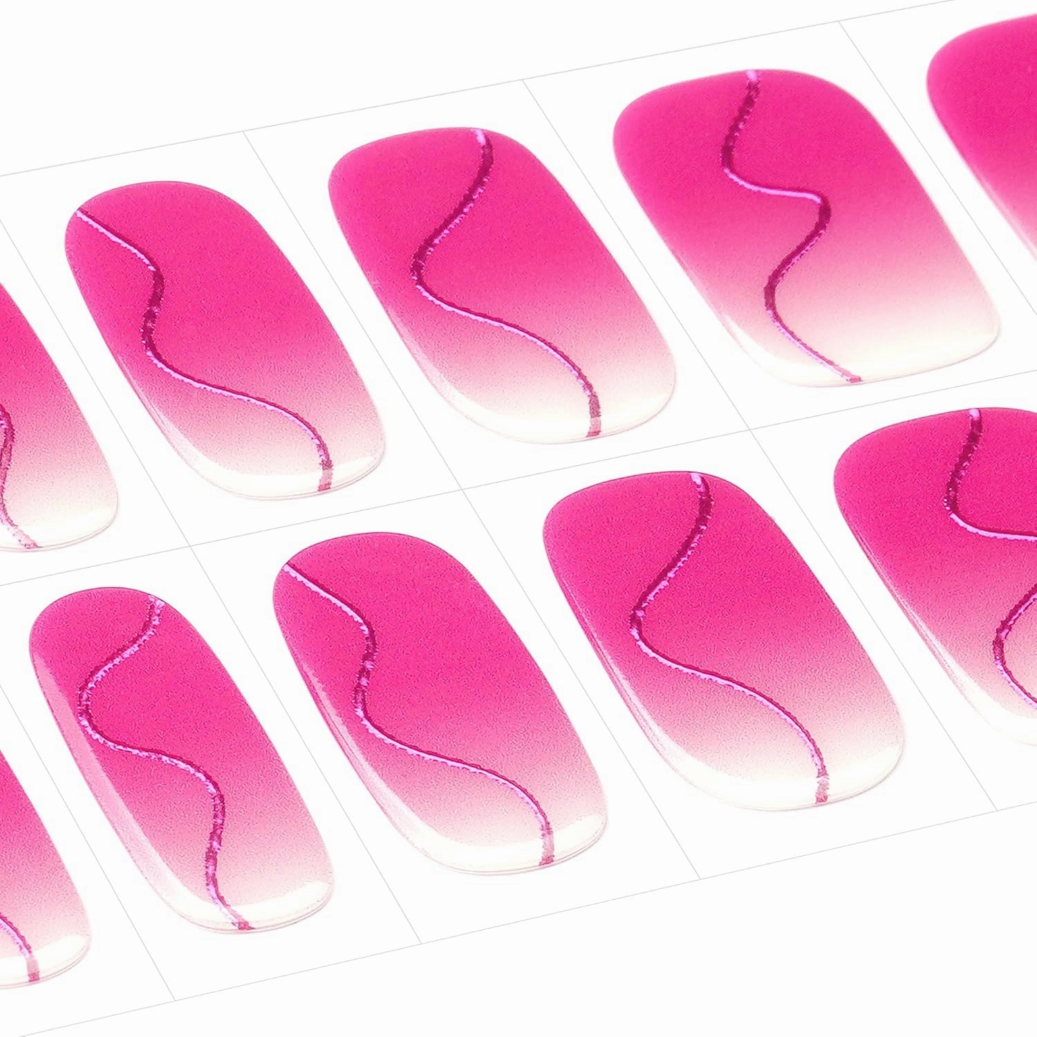 DANNI & TONI Semi Cured Gel Nail Strips Pink S-Shaped line (Blush Aura) Ombre White Gel Nail Wraps UV Nails 28 Stickers Gift for Women