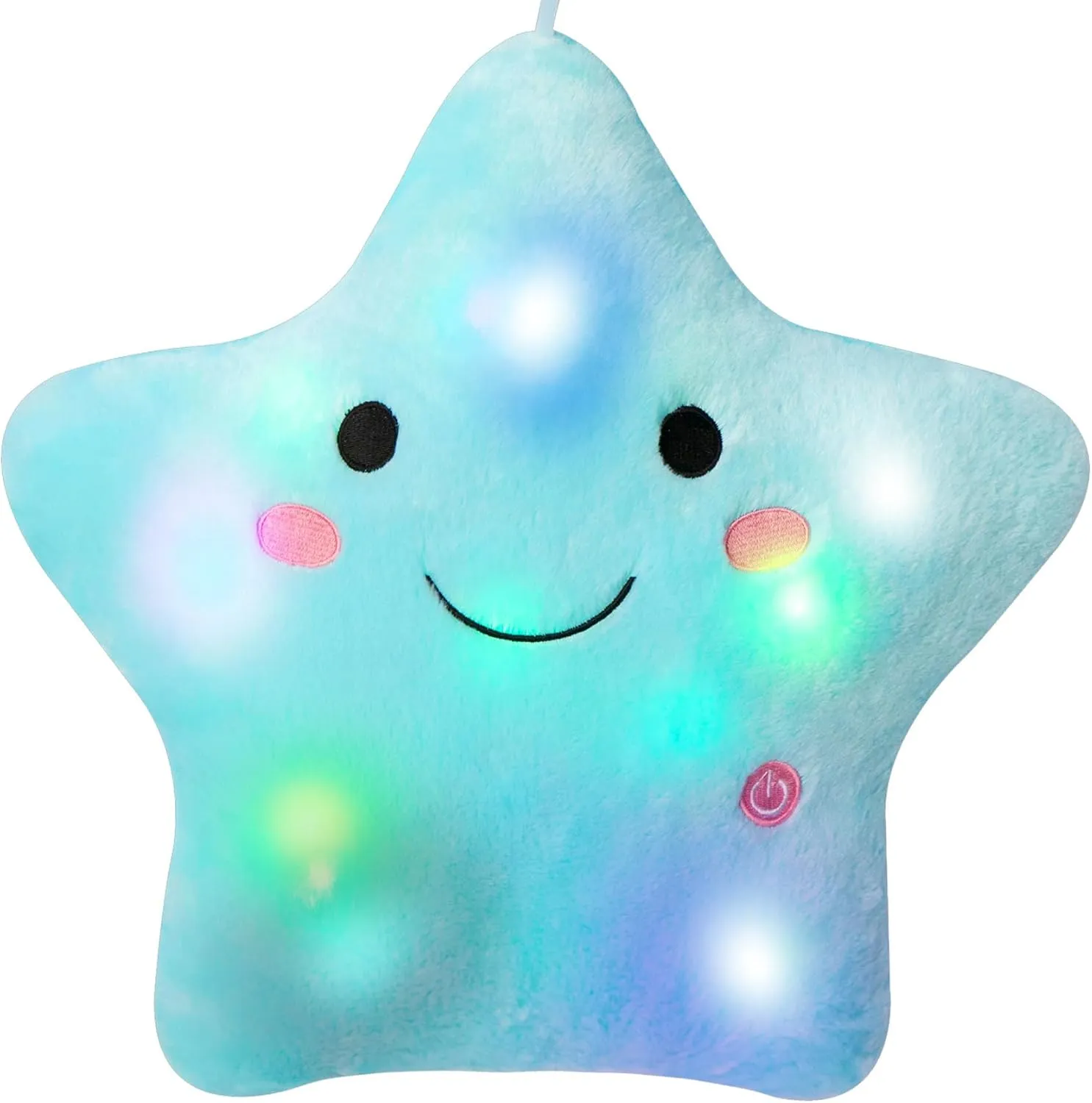 DearSun 13''Creative Twinkle Star Colorful Night Light Plush Pillows Light up Night Stuffed Toys Perfect for Birthday Christmas Holiday Valentines (Blue)