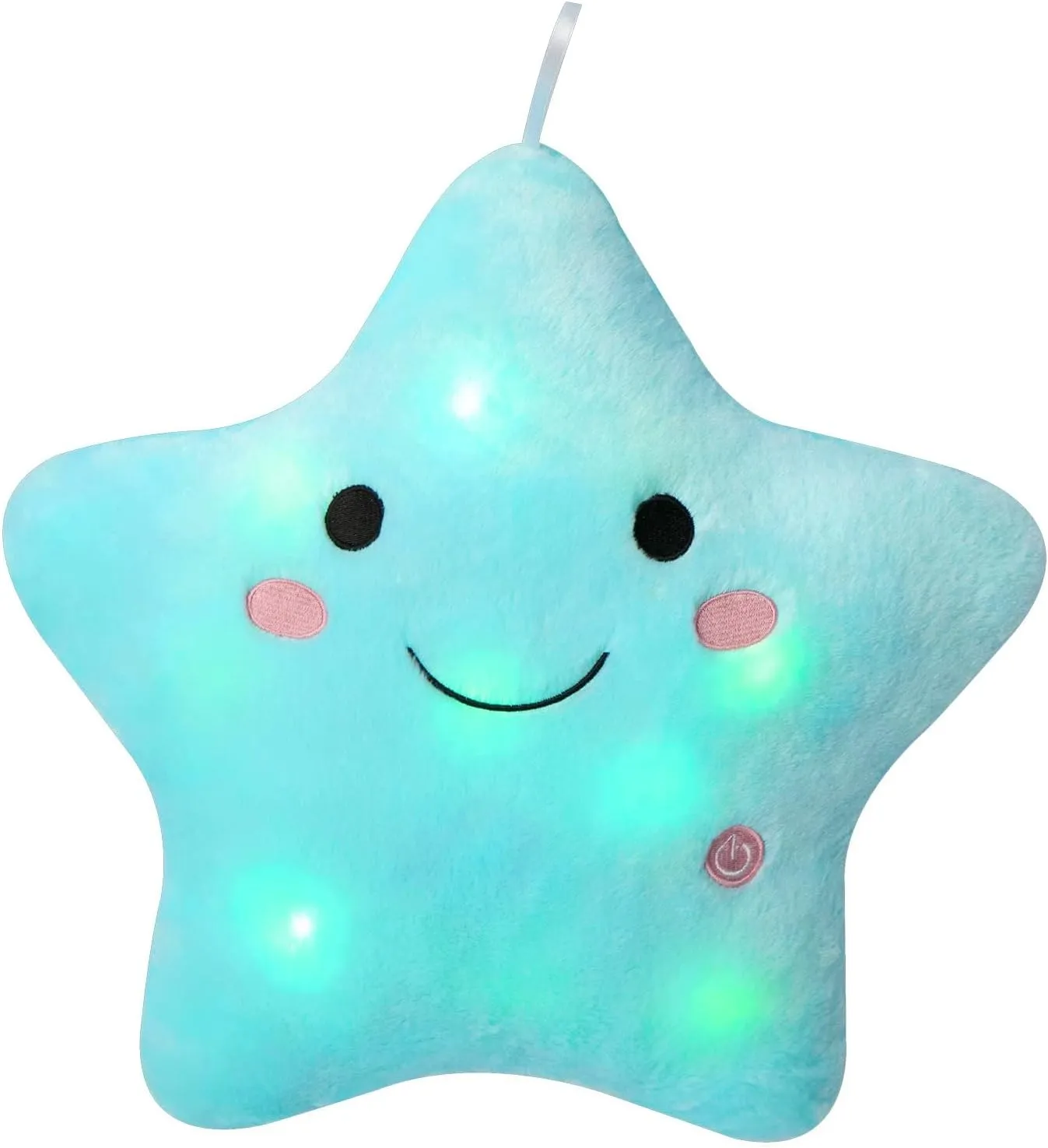DearSun 13''Creative Twinkle Star Colorful Night Light Plush Pillows Light up Night Stuffed Toys Perfect for Birthday Christmas Holiday Valentines (Blue)