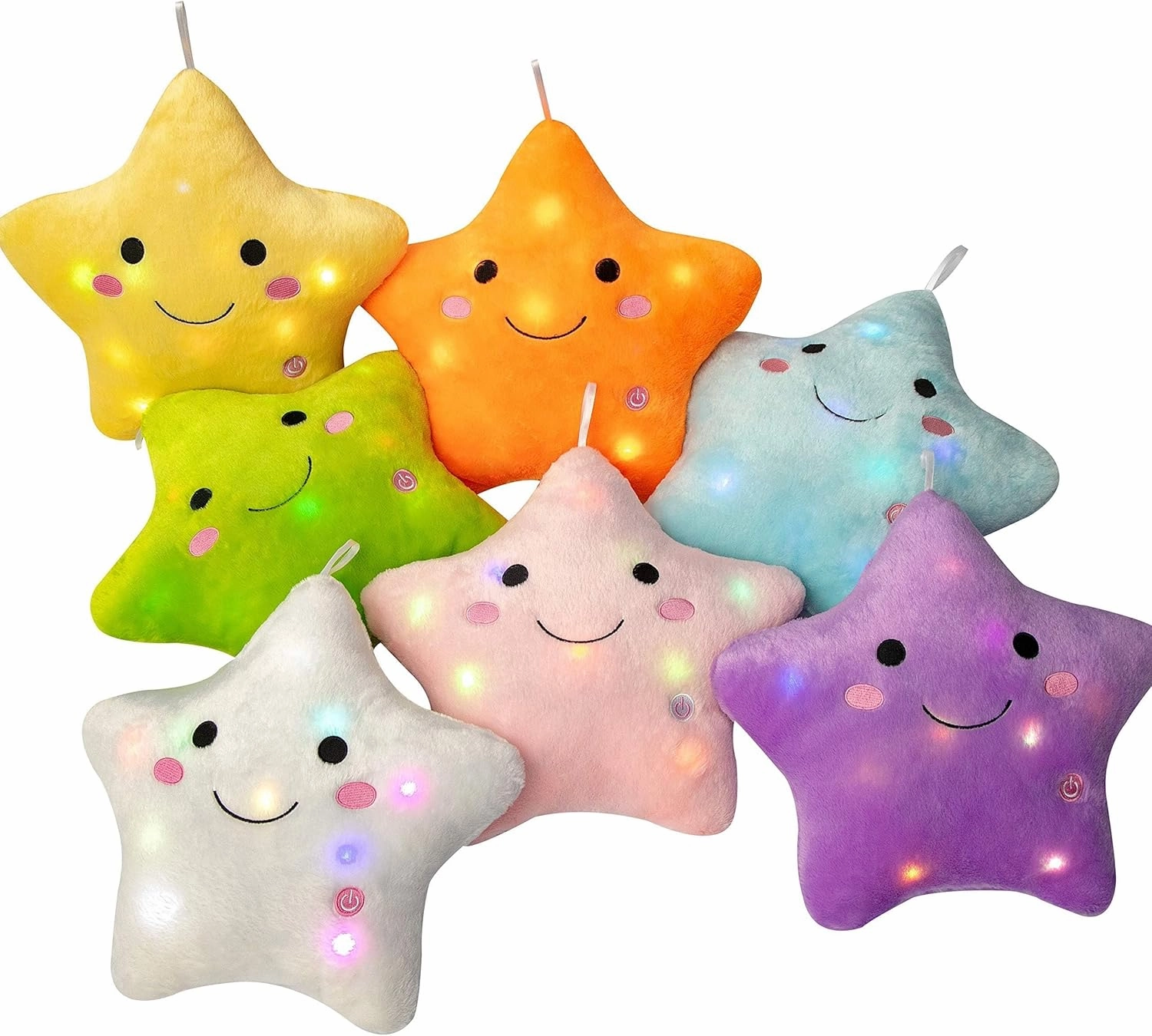 DearSun 13''Creative Twinkle Star Colorful Night Light Plush Pillows Light up Night Stuffed Toys Perfect for Birthday Christmas Holiday Valentines (Orange)
