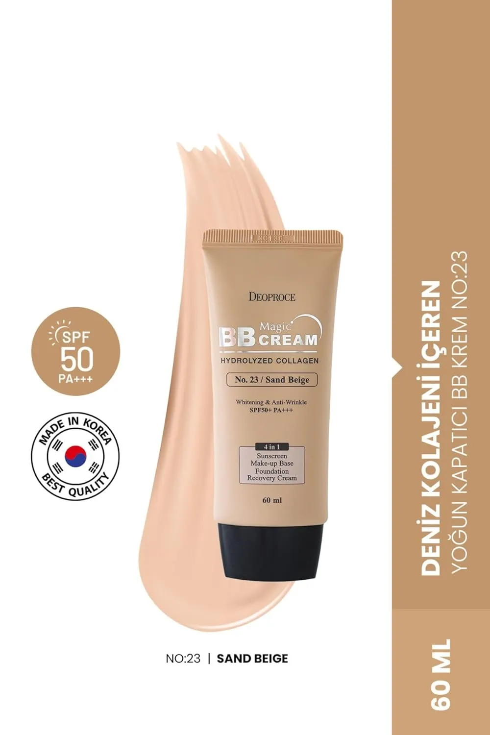 Deoproce Magic BB Cream SPF50  PA    | 4-in-1 Foundation, Makeup Base, Sunscreen & Recovery Cream | Glossy finish Lightweight, #23 SPF50  PA    | 60ml (#23. Sand Beige, 60 ML)