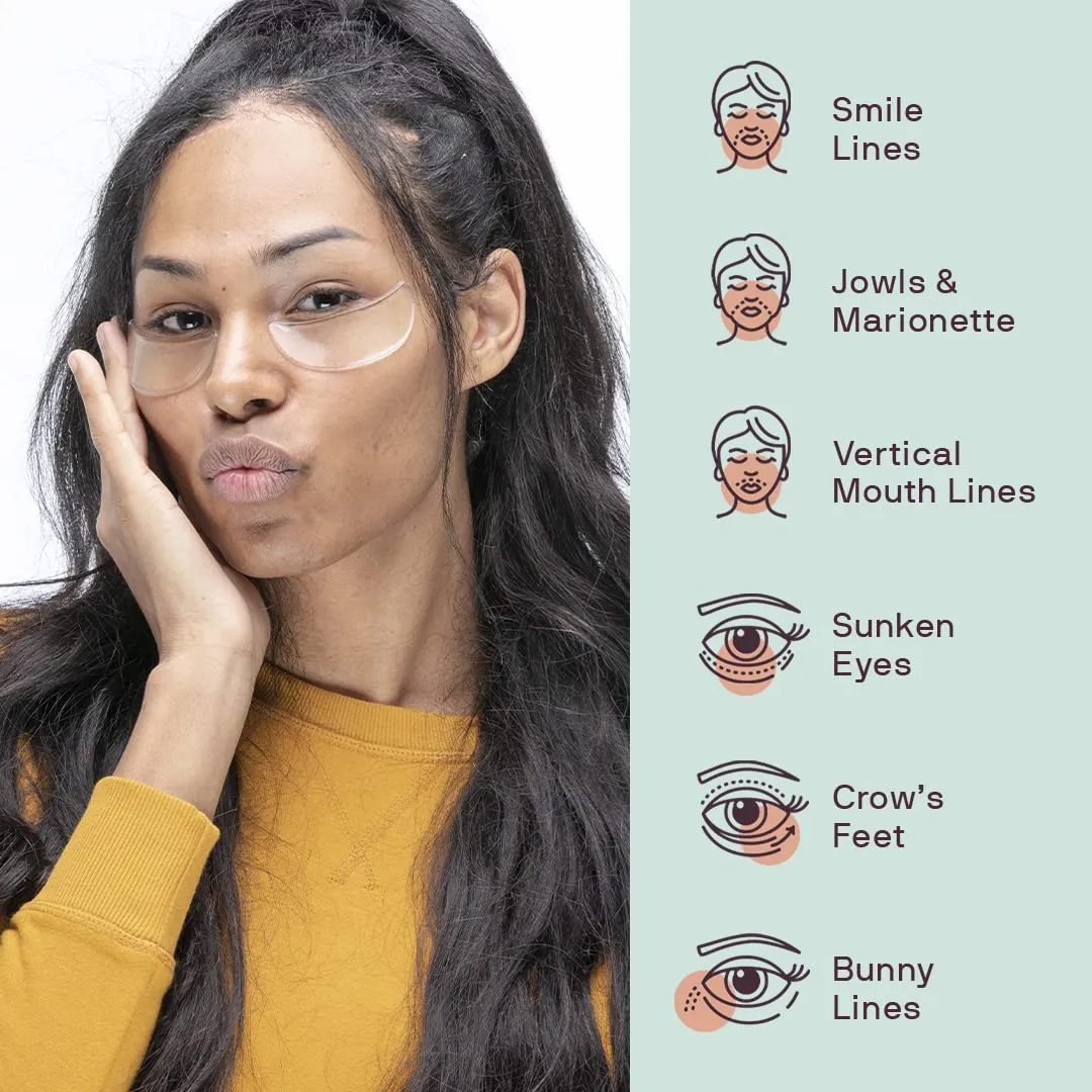 Dermaclara Eye & Mouth Patches - Anti-Wrinkle Silicone Patches for Smile Lines & Under Eye, Overnight Face Pads for Women & Men for Laugh & Frown Lines, Anti Aging, Reusable up to 30 Times - 4 Patches