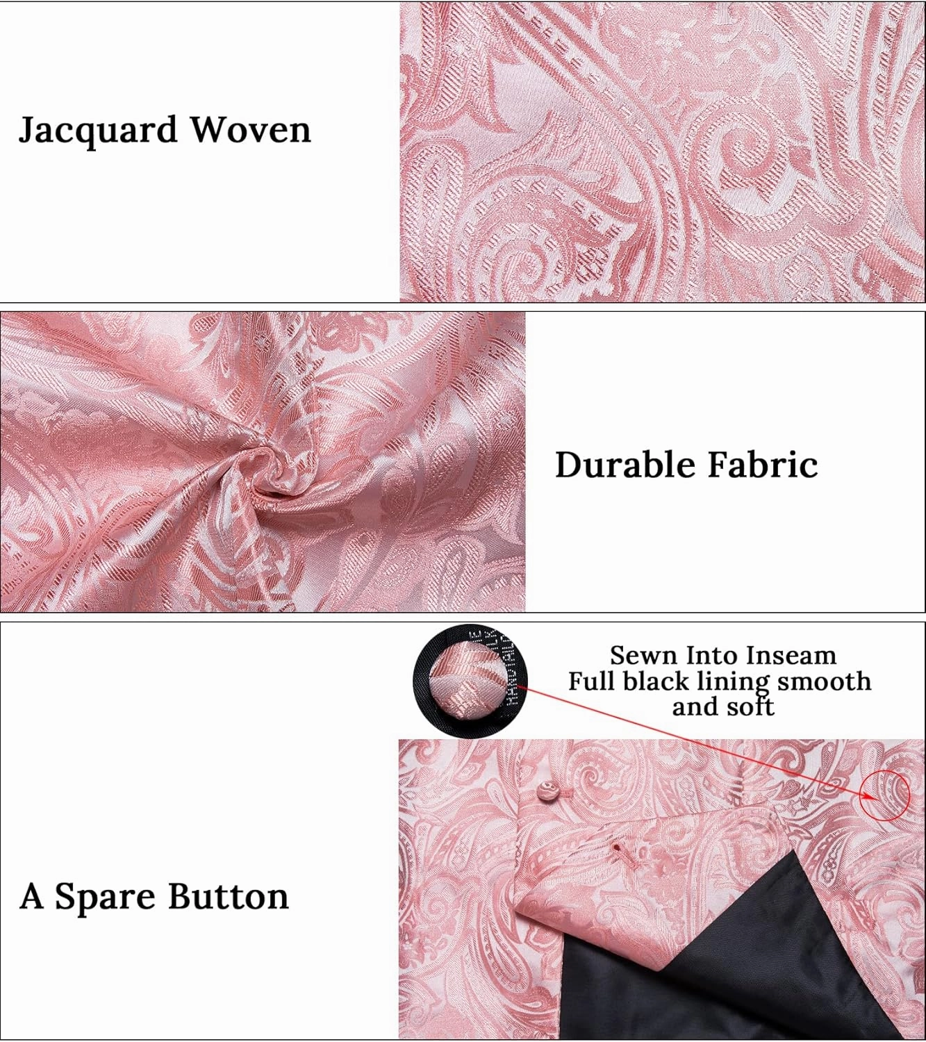 DiBanGu Mens Vest Tie Set 7PCS Silk Paisley Suit Waistcoat and Necktie Hankerchief Cufflinks Lapel Pin Set for Wedding Party
