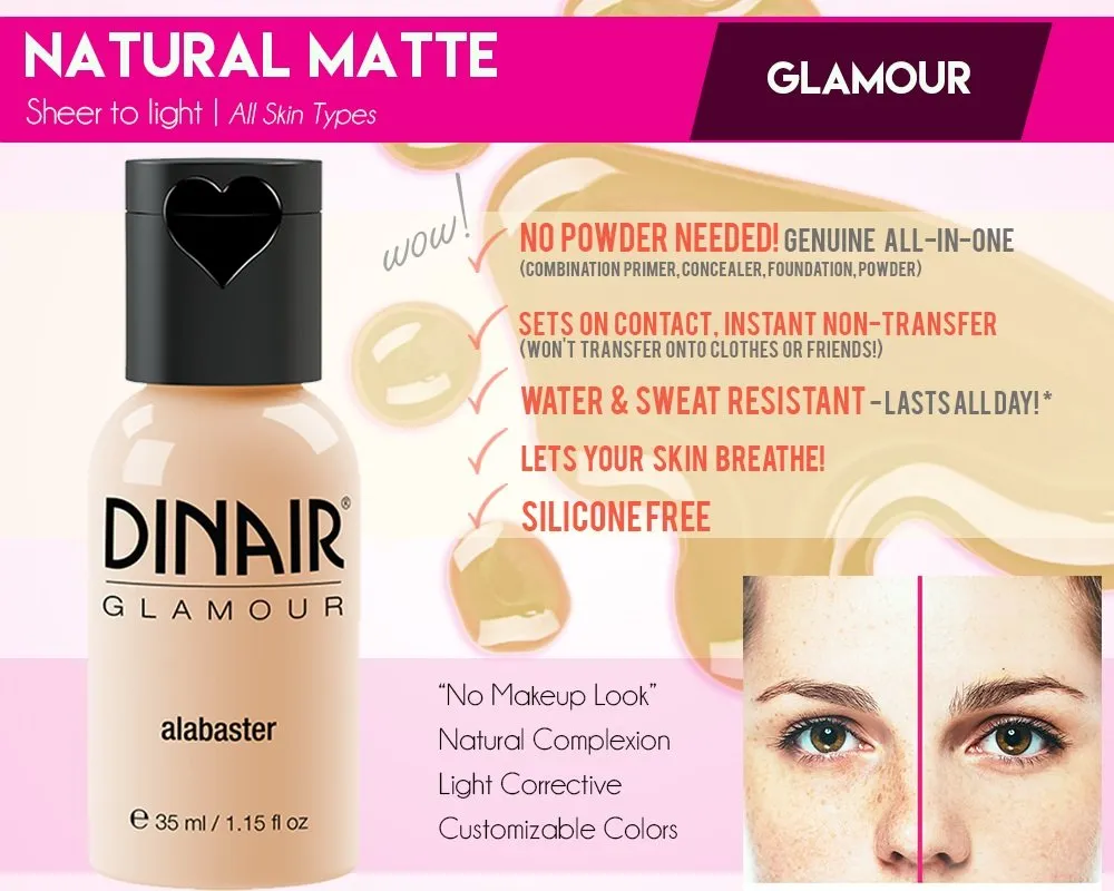 Dinair Airbrush Makeup Foundation | Vanilla | GLAMOUR: Natural, Light coverage, Matte 0.50 oz.
