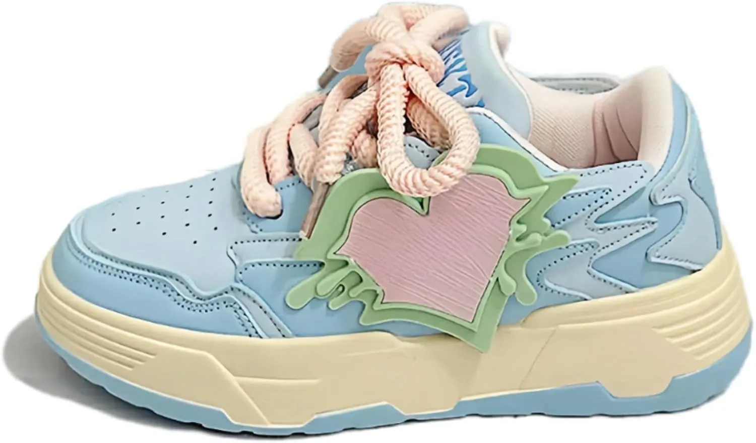 Dopamine Color Platform Sneakers, Women Girls Teens, Heart Charm Chunky Shoes, Cute Y2K Skate Streetwear, Height Boost