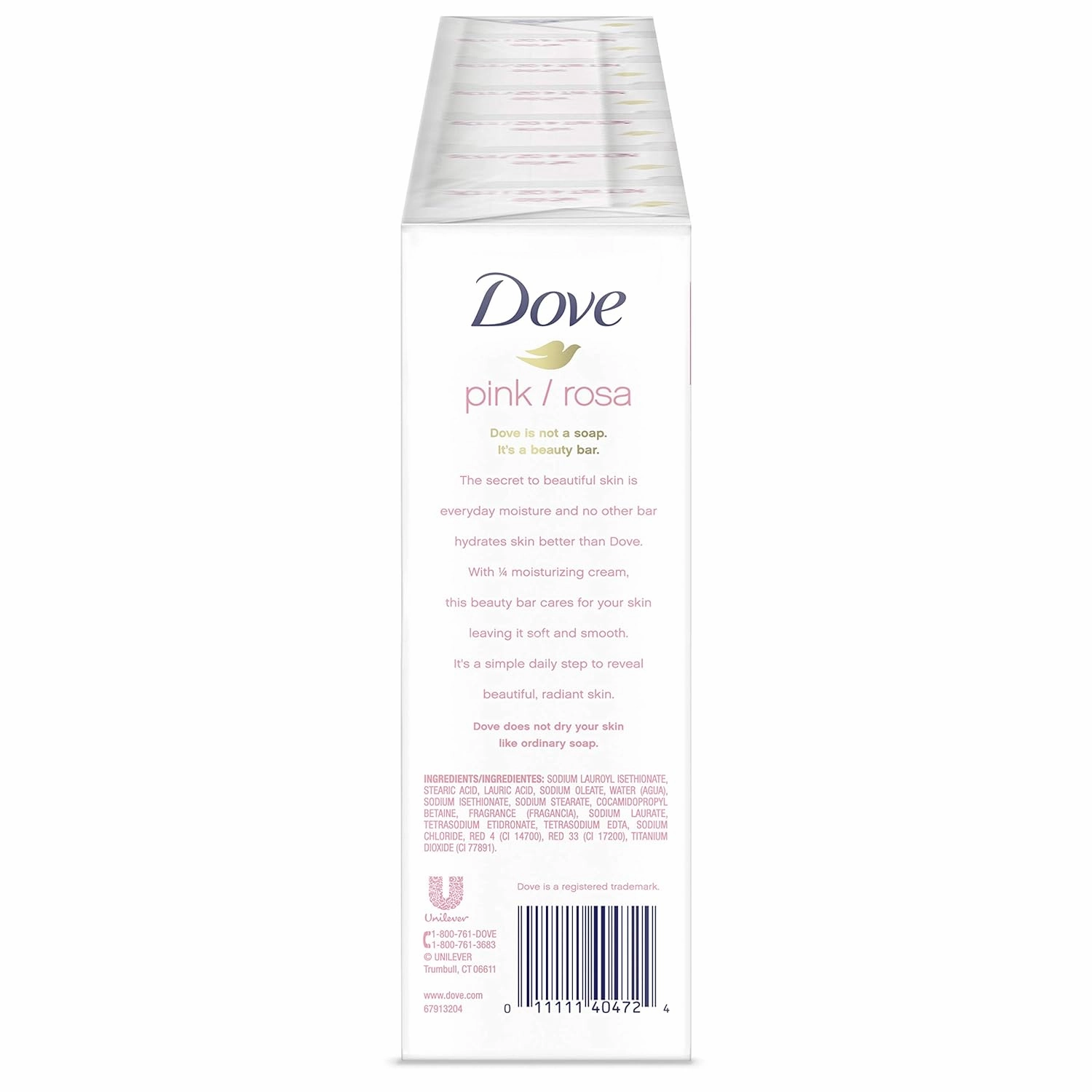 Dove Beauty Bar Gentle Cleanser For Softer and Smoother Skin Pink More Moisturizing Than Ordinary Bar Soap 3.75 oz 10 Bars