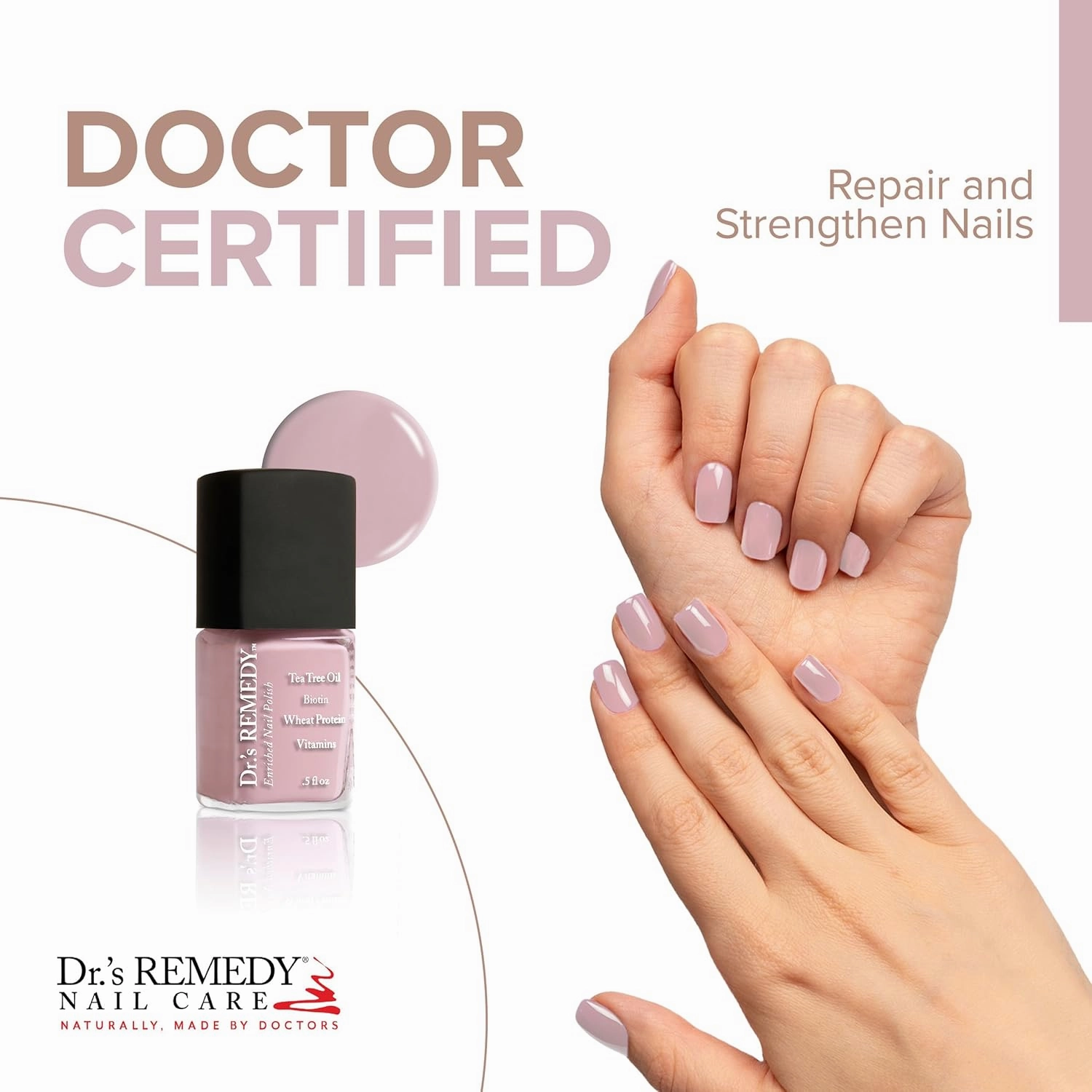 Dr’s Remedy Enriched Nail Polish: Non Toxic, All Natural, and Organic - Doctor Formulated: Strengthens, Restores, Heals, and Protects '24-Free' - BELOVED Blush