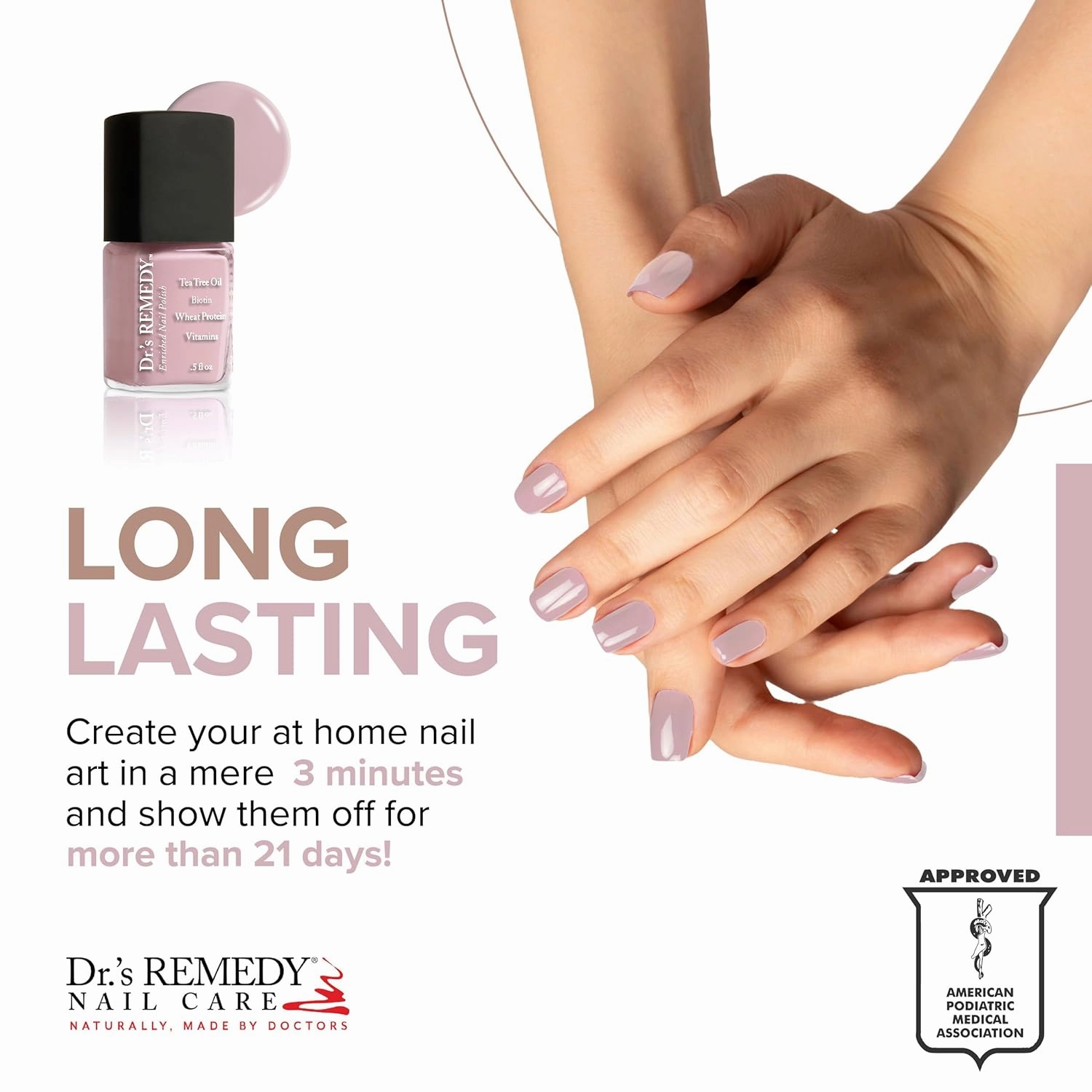 Dr’s Remedy Enriched Nail Polish: Non Toxic, All Natural, and Organic - Doctor Formulated: Strengthens, Restores, Heals, and Protects '24-Free' - BELOVED Blush