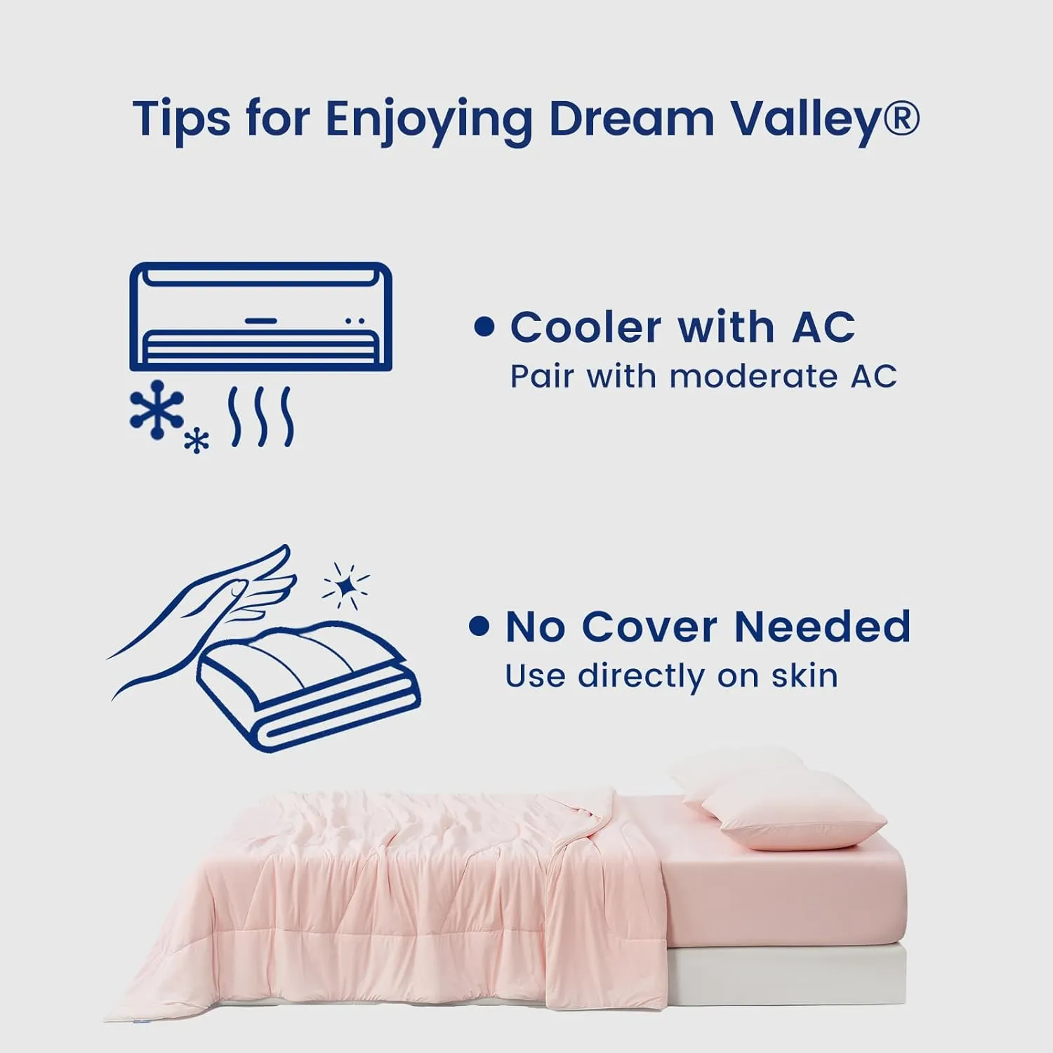 Dream Valley® Outlast® Cooling Comforter, All Season Full/Queen NASA-Grade Technology Cooling Blanket for Hot Sleepers Night Sweats, Q-Max > 0.45 Aerocool™ Breathable, Pink Blush, 90"x90"