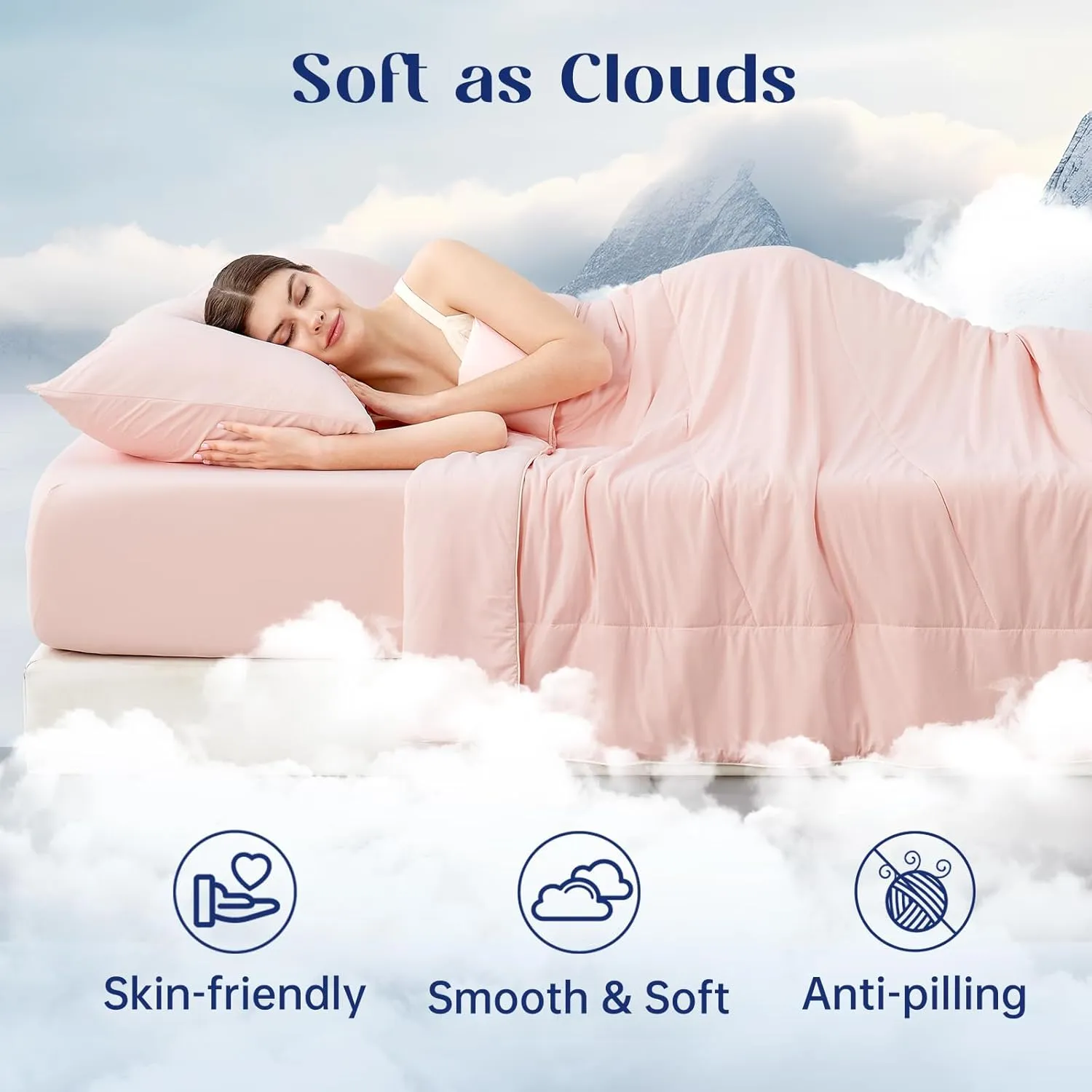 Dream Valley® Outlast® Cooling Comforter, All Season Full/Queen NASA-Grade Technology Cooling Blanket for Hot Sleepers Night Sweats, Q-Max > 0.45 Aerocool™ Breathable, Pink Blush, 90"x90"