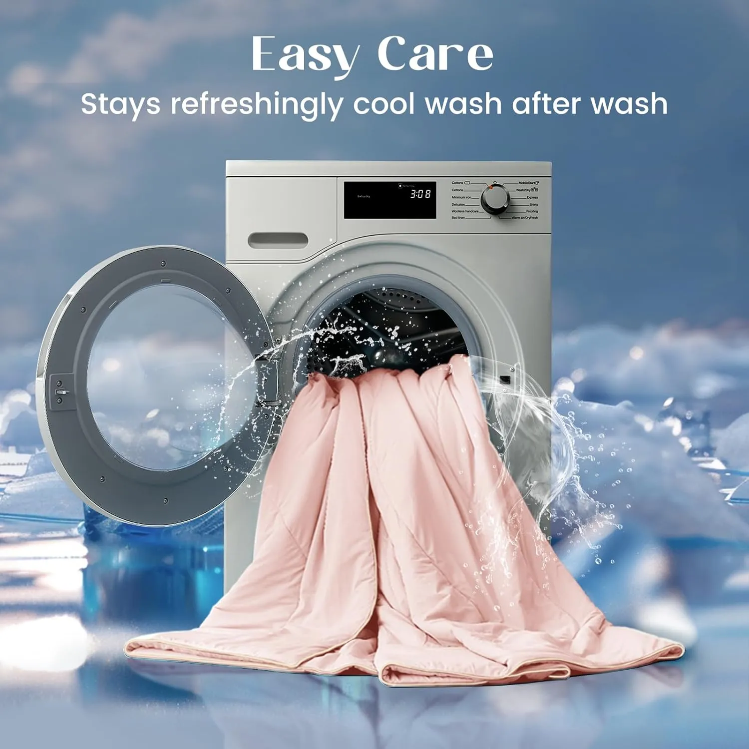 Dream Valley® Outlast® Cooling Comforter, All Season Full/Queen NASA-Grade Technology Cooling Blanket for Hot Sleepers Night Sweats, Q-Max > 0.45 Aerocool™ Breathable, Pink Blush, 90"x90"