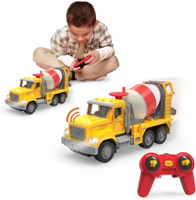 Driven by Battat – Toy Cement Mixer with Remote Control – Toy Construction Vehicle for Kids – Lights and Sounds – Movable Parts – Kids 3 Years   – R/C Micro Cement Truck