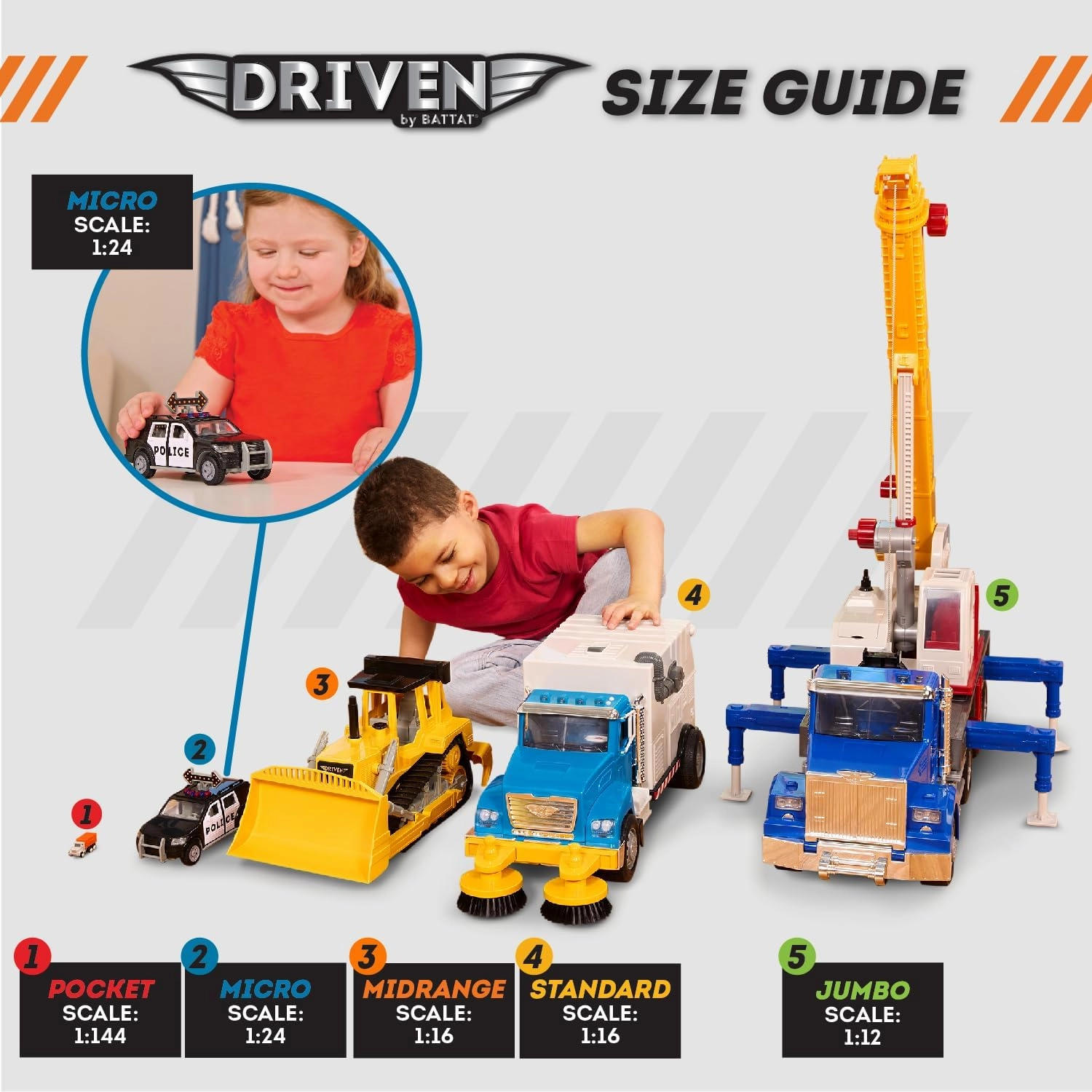 Driven by Battat – Toy Cement Mixer with Remote Control – Toy Construction Vehicle for Kids – Lights and Sounds – Movable Parts – Kids 3 Years   – R/C Micro Cement Truck