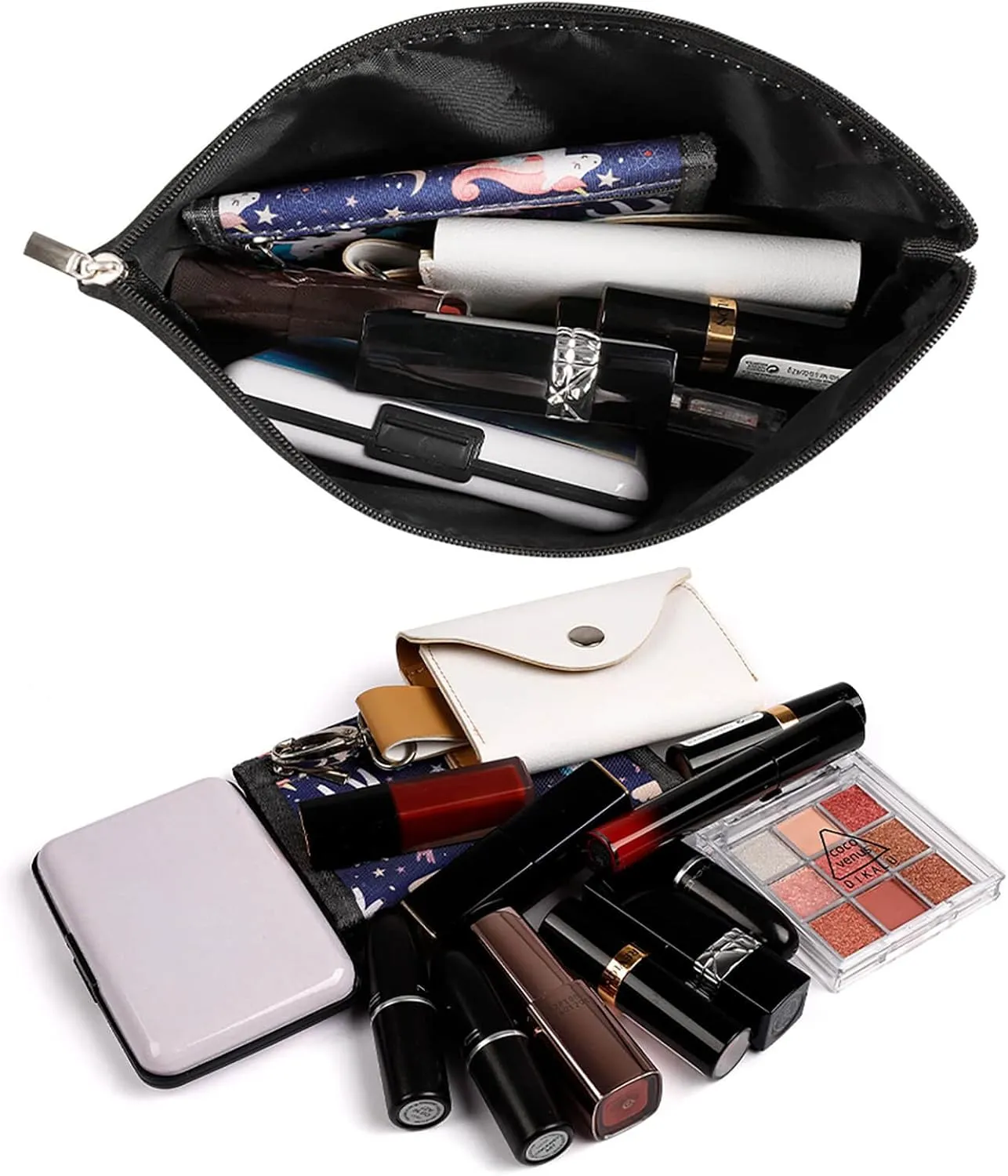 Elegant Makeup Bag, Lime Green Blush Rose Pink Stripes Cosmetic Bag Large Capacity Pouch Portable Organizer for Men & Women