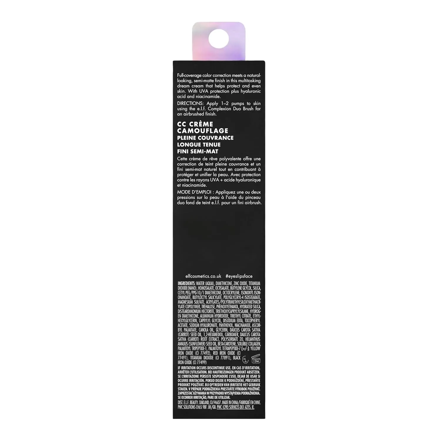 e.l.f. Camo CC Cream, SPF 30 Color-Correcting Medium-To-Full Coverage Face Foundation, Delivers An Airbrushed Finish, Vegan & Cruelty-Free, Tan 460 W
