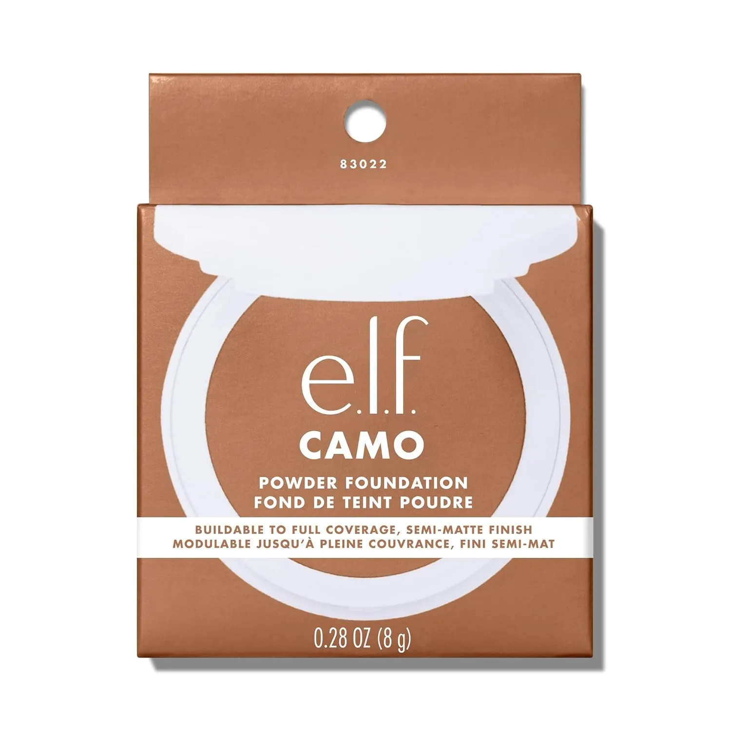 e.l.f. Camo Powder Foundation, Lightweight, Primer-Infused Buildable & Long-Lasting Medium-to-Full Coverage Foundation, Medium 375 N