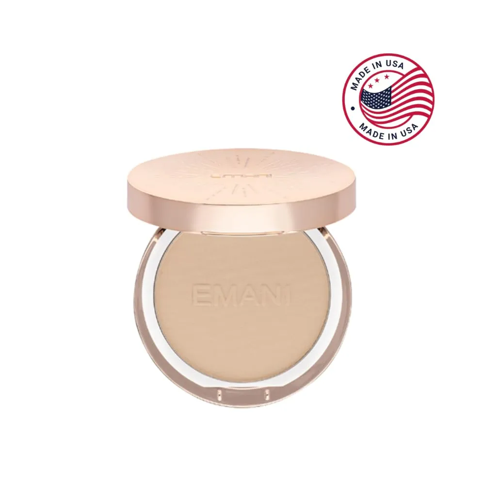 ​Emani​ Flawless Matte Powder Foundation Makeup for Sensitive Skin, Natural Mineral Foundation​ Compact with Buildable Coverage, ​Oil Control, Talc Free, ​Cruelty-Free & Vegan, Linen