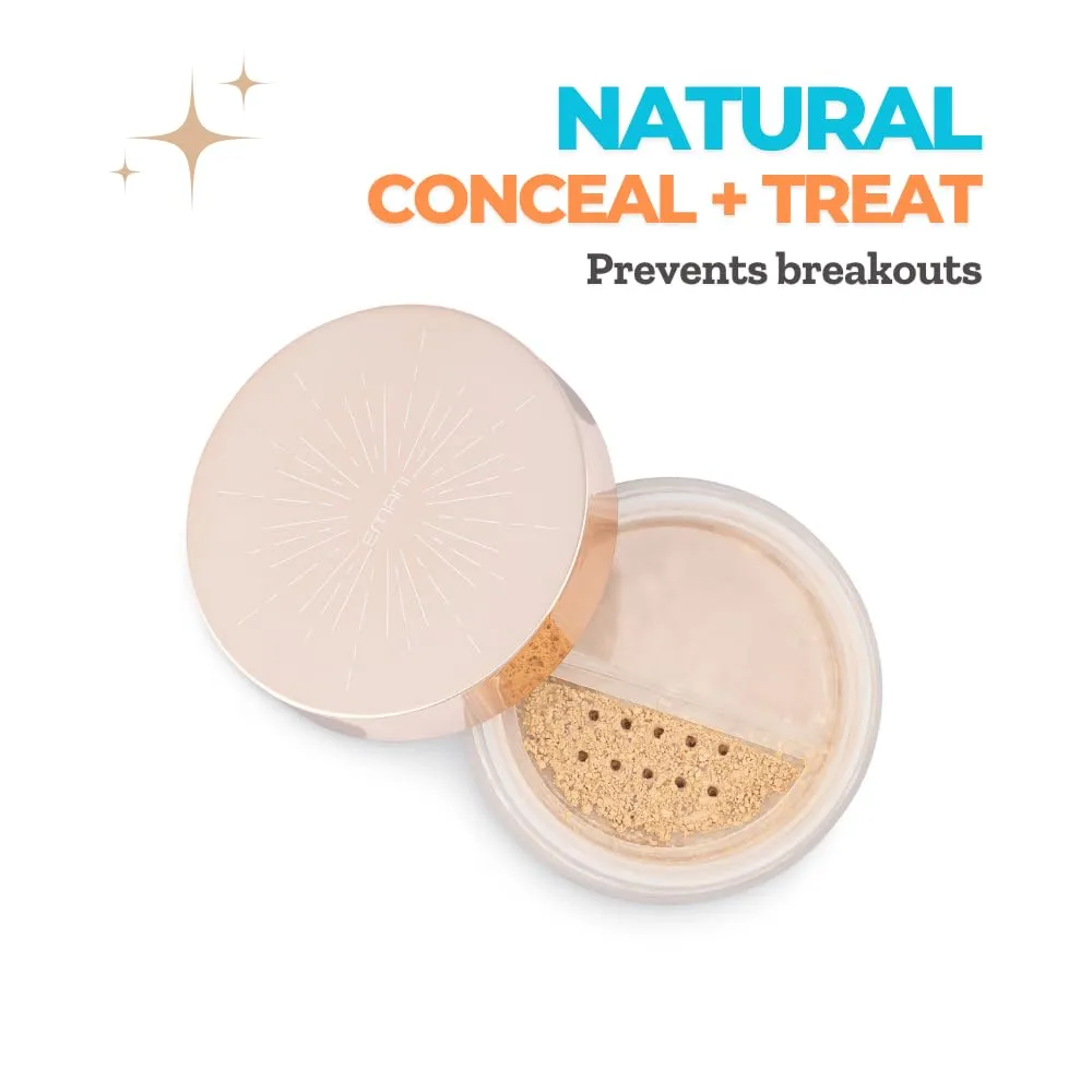 Emani​ Loose Powder Foundation Makeup for Sensitive Skin,​ Skin Perfecting, Natural Mineral Foundation​ with Buildable Coverage, ​Oil Control, Talc Free, ​Cruelty-Free & Vegan, Bisque