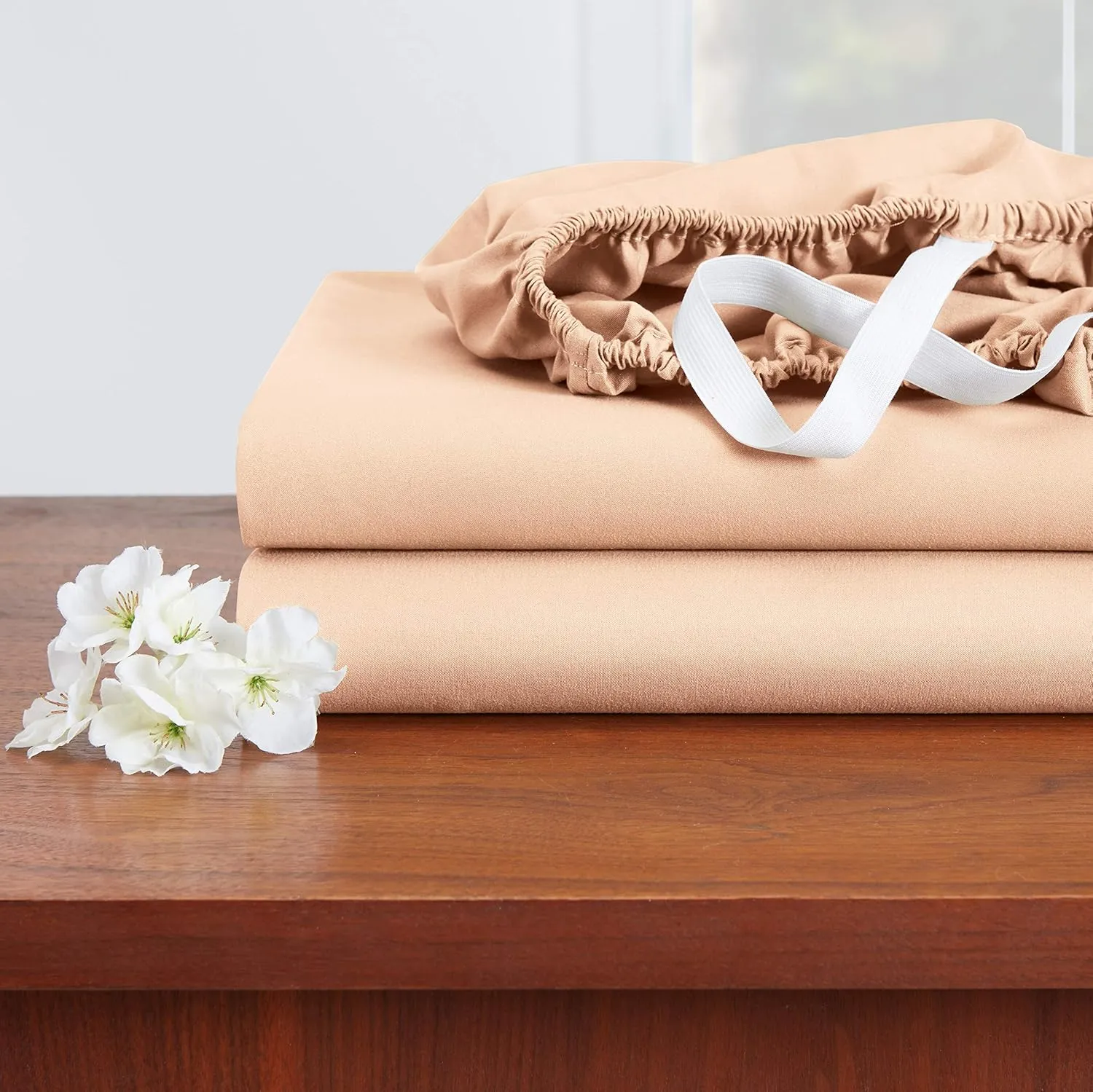 Empyrean Bedding Extra Deep Pocket Fitted Sheet - 6 Piece Sheet Set - 110 GSM Deep Pocket Sheets - Deep Fitted Sheets Set - 84 x 72 inches - Cal King Size Sheets - Pale Blush (Pink)