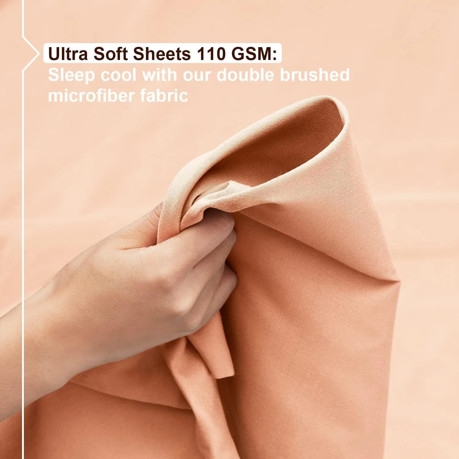 Empyrean Bedding Extra Deep Pocket Fitted Sheet - 6 Piece Sheet Set - 110 GSM Deep Pocket Sheets - Deep Fitted Sheets Set - 84 x 72 inches - Cal King Size Sheets - Pale Blush (Pink)