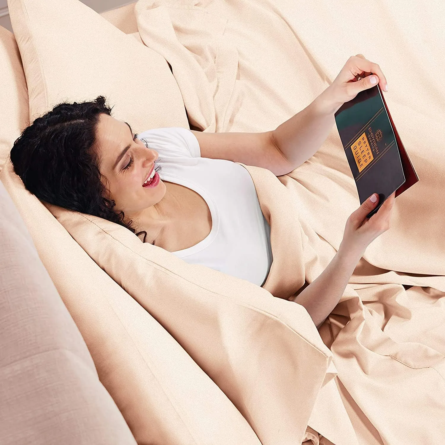 Empyrean Bedding Extra Deep Pocket Fitted Sheet - 6 Piece Sheet Set - 110 GSM Deep Pocket Sheets - Deep Fitted Sheets Set - 84 x 72 inches - Cal King Size Sheets - Pale Blush (Pink)