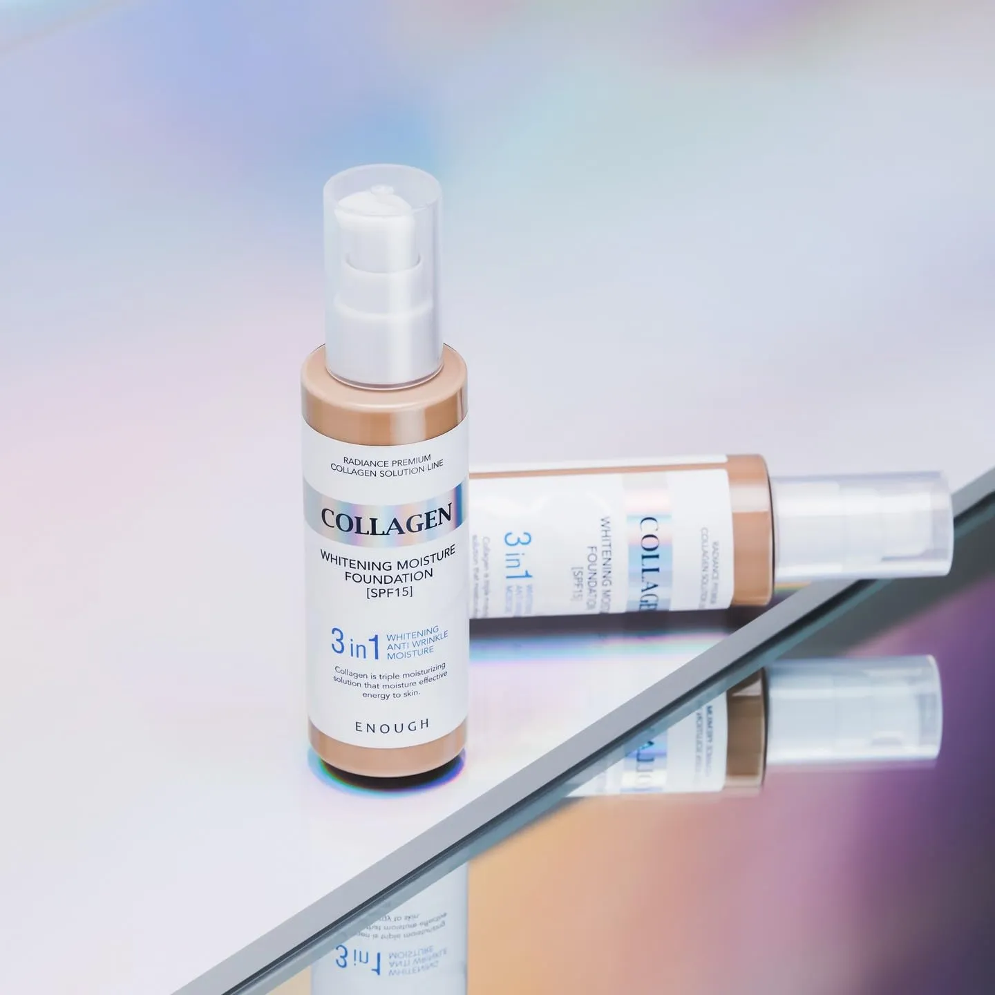 Enough Collagen 3in1 Whitening Moisture Foundation SPF15, 3.38 fl oz/ 100ml - Brightening, Moisturizing, Anti-Aging, Korean Skin Care Makeup (#23 Natural beige, 3.38 fl oz / 100ml)
