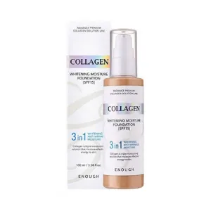 Enough Collagen 3in1 Whitening Moisture Foundation SPF15, 3.38 fl oz/ 100ml - Brightening, Moisturizing, Anti-Aging, Korean Skin Care Makeup (#23 Natural beige, 3.38 fl oz / 100ml)