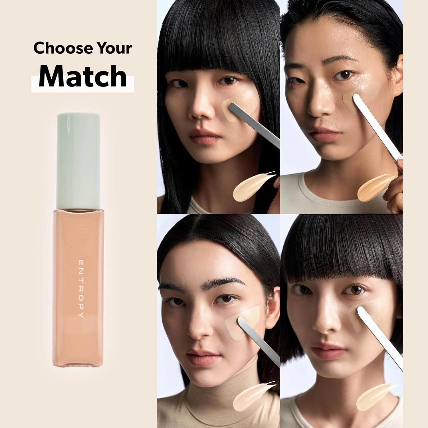 ENTROPY MAKEUP Organza Fit Spatula Foundation, Sheer to Medium Coverage, Built-In Spatula Applicator, Natural Finish, Flawless Skin, Long-Lasting Ultra Lightweight, Korean Makeup, #19.8