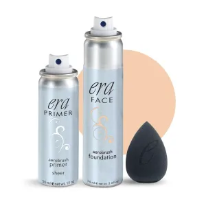 ERA Beauty Essentials Airbrush Makeup Collection (Era Face spray on Foundation - R4 Champagne   Era Primer   Sponge)