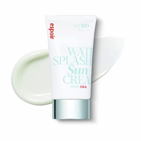 Espoir Water Splash Sun Cream Fresh Cica 2 oz SPF50  PA     | Moisturizing and Soothing Vegan Sun Block Skin Care with Green Tea Cica | Substitute Sunscreen for BB Cream | Korean Base Makeup
