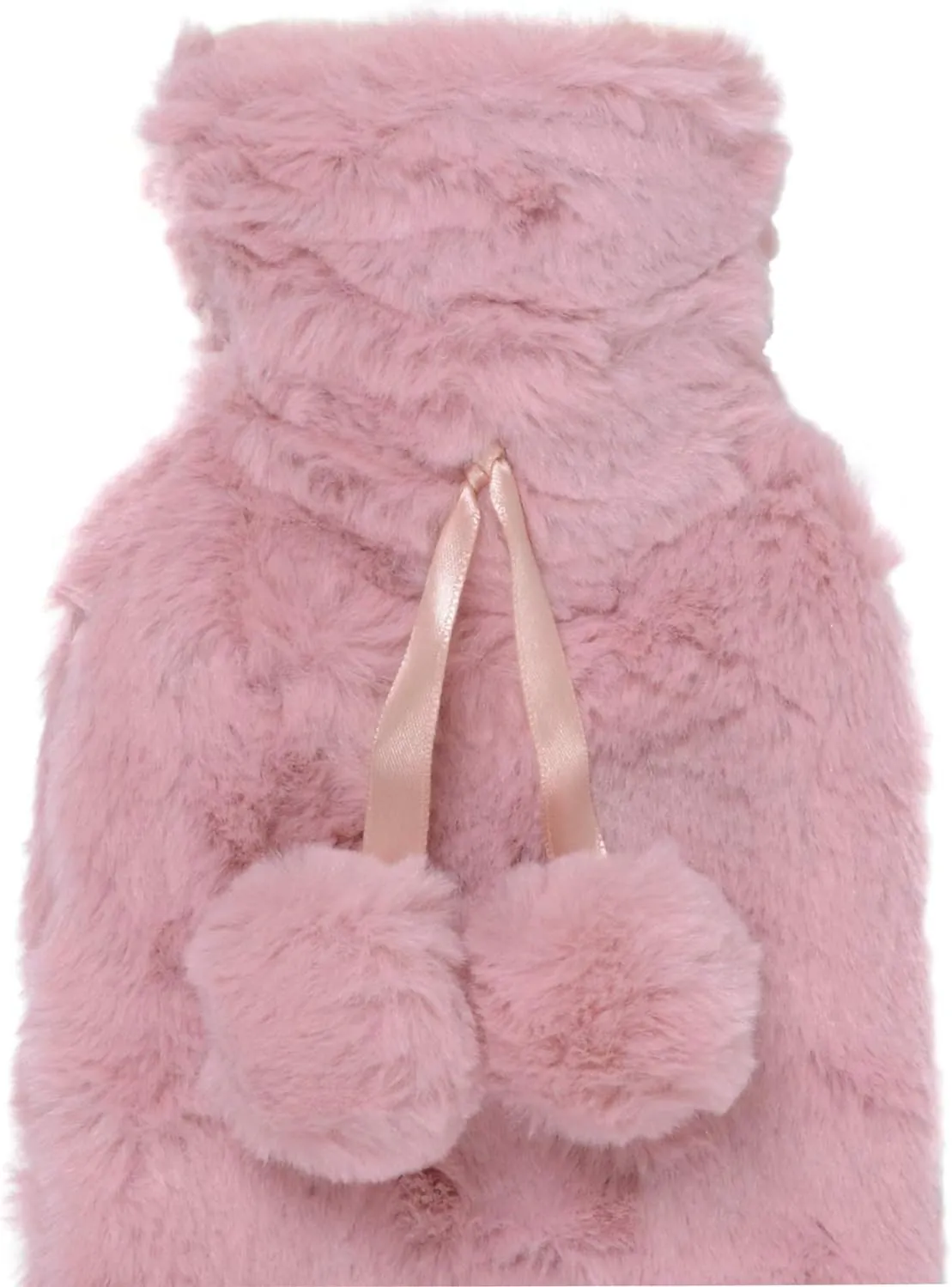 Extra Long Slim Hot Water Bottle Faux Fur Cover Thermotherapy Pain Relief 72cm Blush Pink