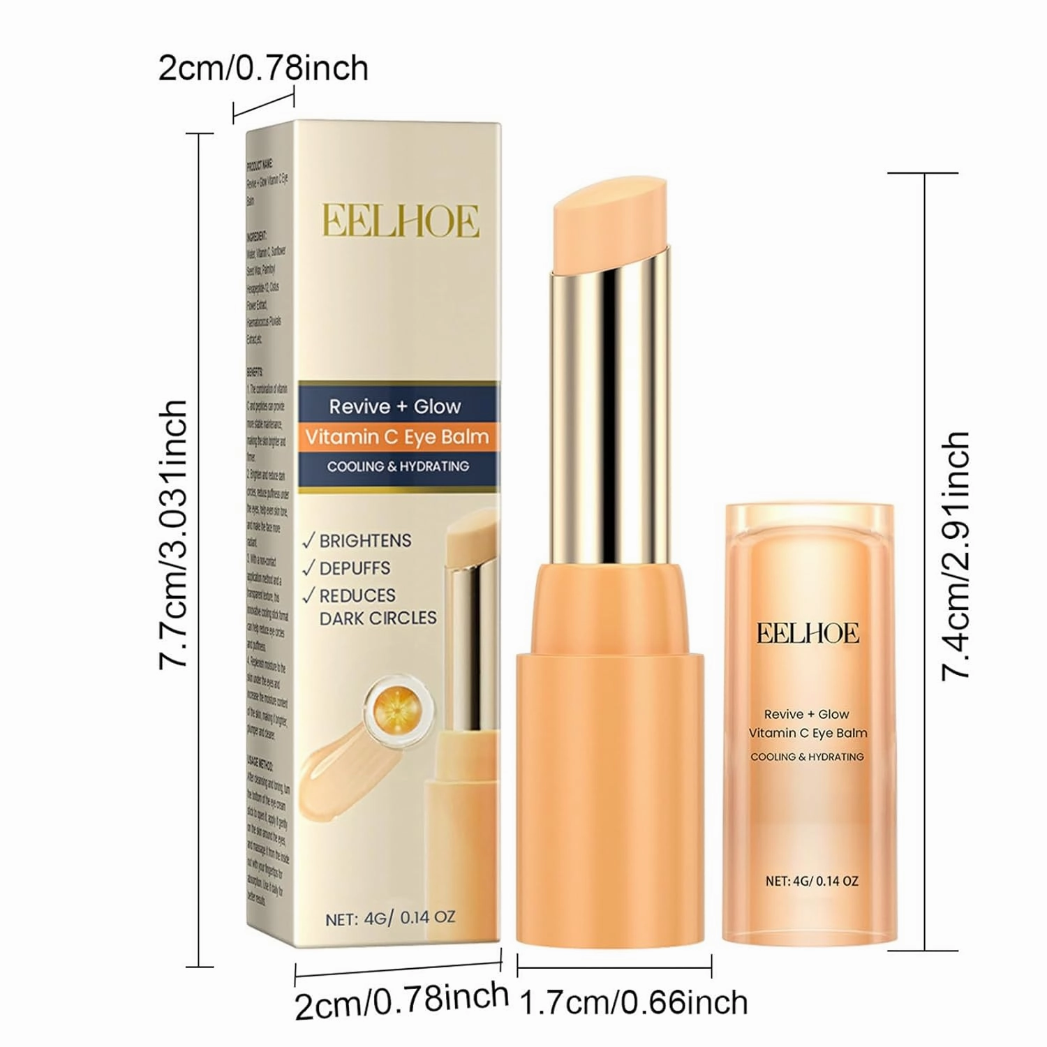 Eye Balm With Vitamin C Brightens And Reduces Puffiness, Revive Vitamin C Eye Balm Stick for Reducing Dark Circle, Reduces Puffiness, Hydrating Eyes Cream Eyes Care Stick for Women (3)