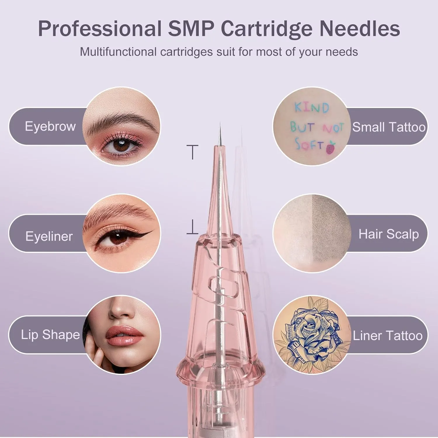 EZ Tattoo Cartridge Needles - 20Pcs #08 (3RL) Permanent Makeup SMP Round Liner 0.25MM Microblading Hair Scalp for Pink Tattoo Supplies - PINKI 0803RL