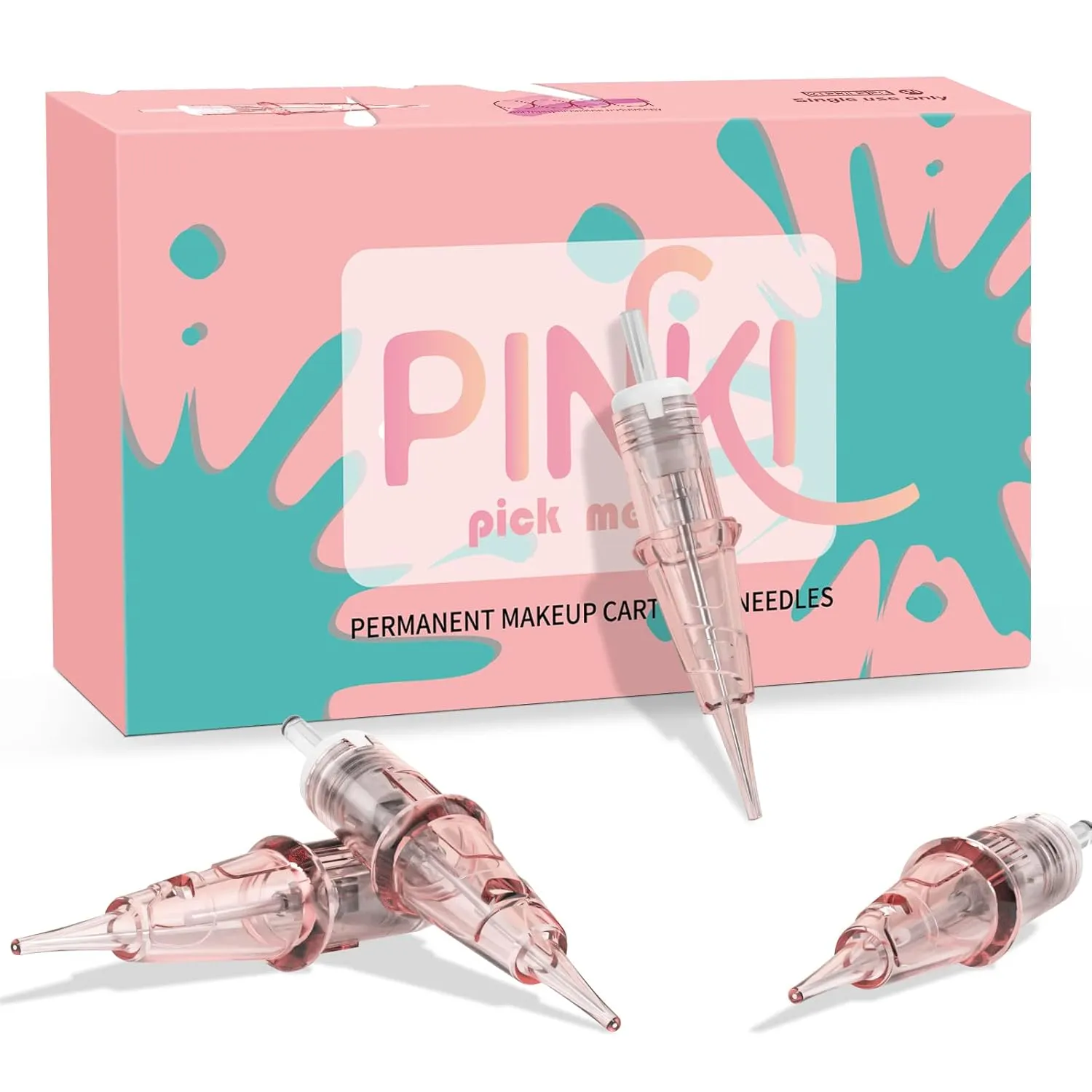 EZ Tattoo Cartridge Needles - 20Pcs #08 (3RL) Permanent Makeup SMP Round Liner 0.25MM Microblading Hair Scalp for Pink Tattoo Supplies - PINKI 0803RL