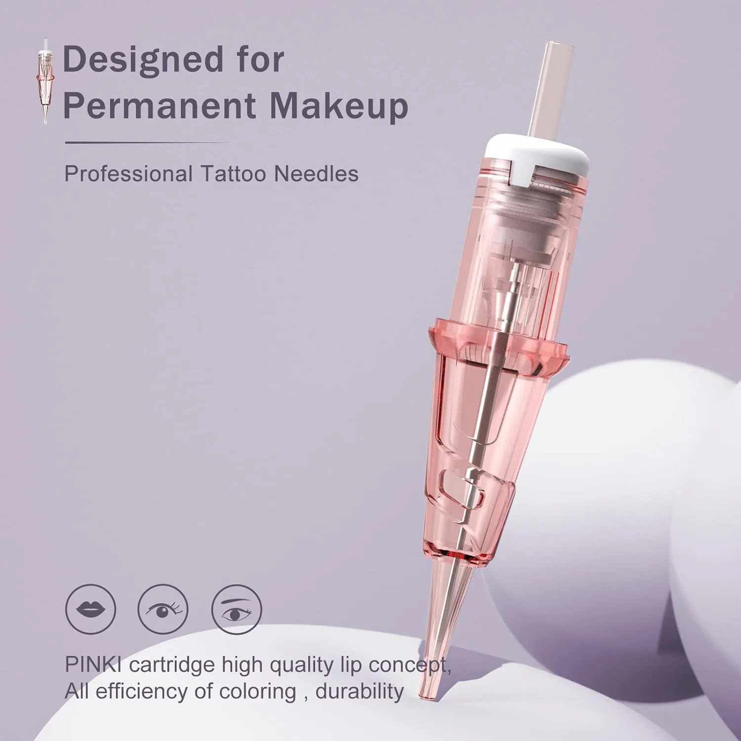 EZ Tattoo Cartridge Needles - 20Pcs #08 (3RL) Permanent Makeup SMP Round Liner 0.25MM Microblading Hair Scalp for Pink Tattoo Supplies - PINKI 0803RL