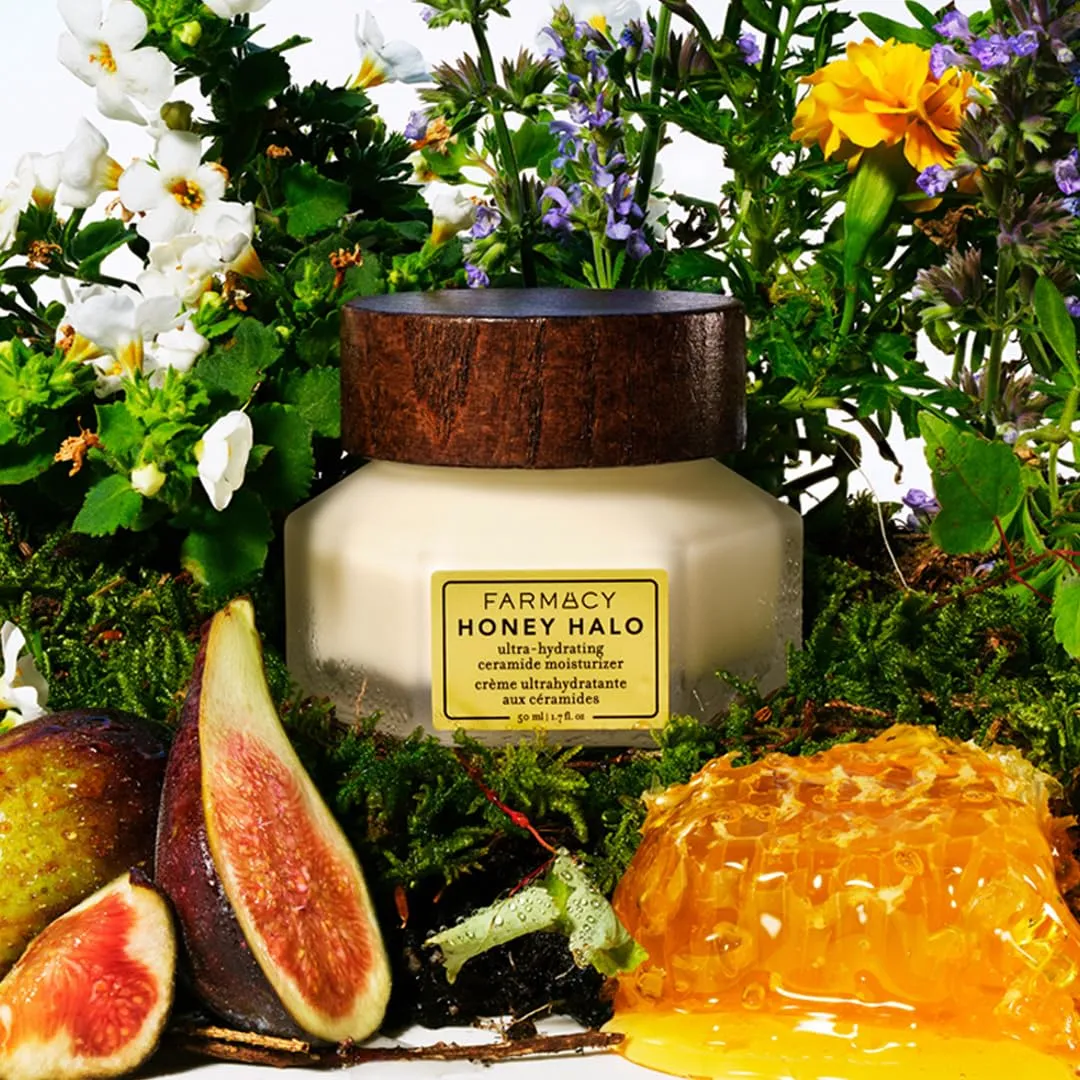 Farmacy Ceramide Face Moisturizer - Honey Halo Hydrating Facial Moisturizer for Dry Skin - Plumps, Soothes   Restores Skin with Potent Ceramides   Buckwheat Honey for a Dewy, Healthy Glow (100ml)